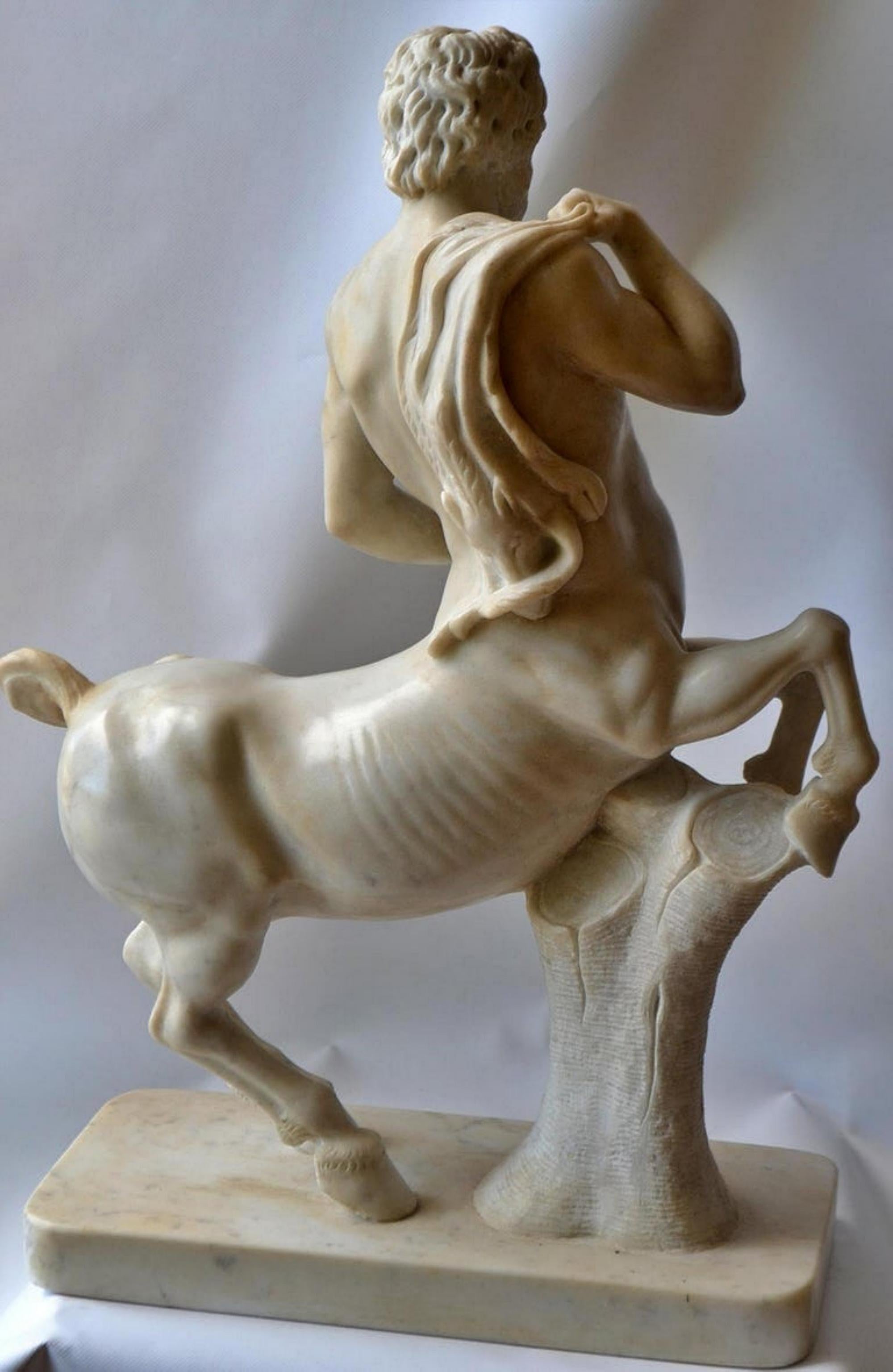 Unique Italian Centaur Sculpture Carved in Carrara Marble Early 20th Century For Sale 2