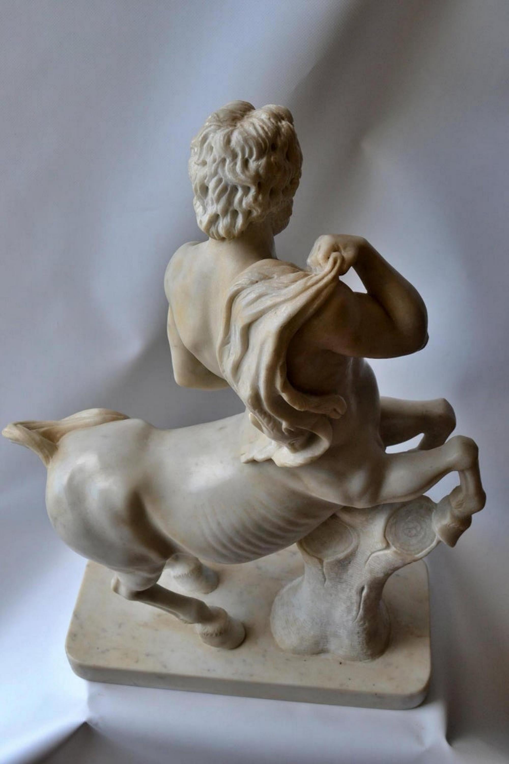 Unique Italian Centaur Sculpture Carved in Carrara Marble Early 20th Century For Sale 3