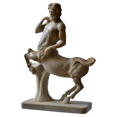 Unique Italian Centaur Sculpture Carved in Carrara Marble Early 20th Century