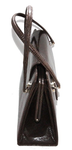 Unique Italian Chocolate Brown lizard 60s Bag Excellent condition