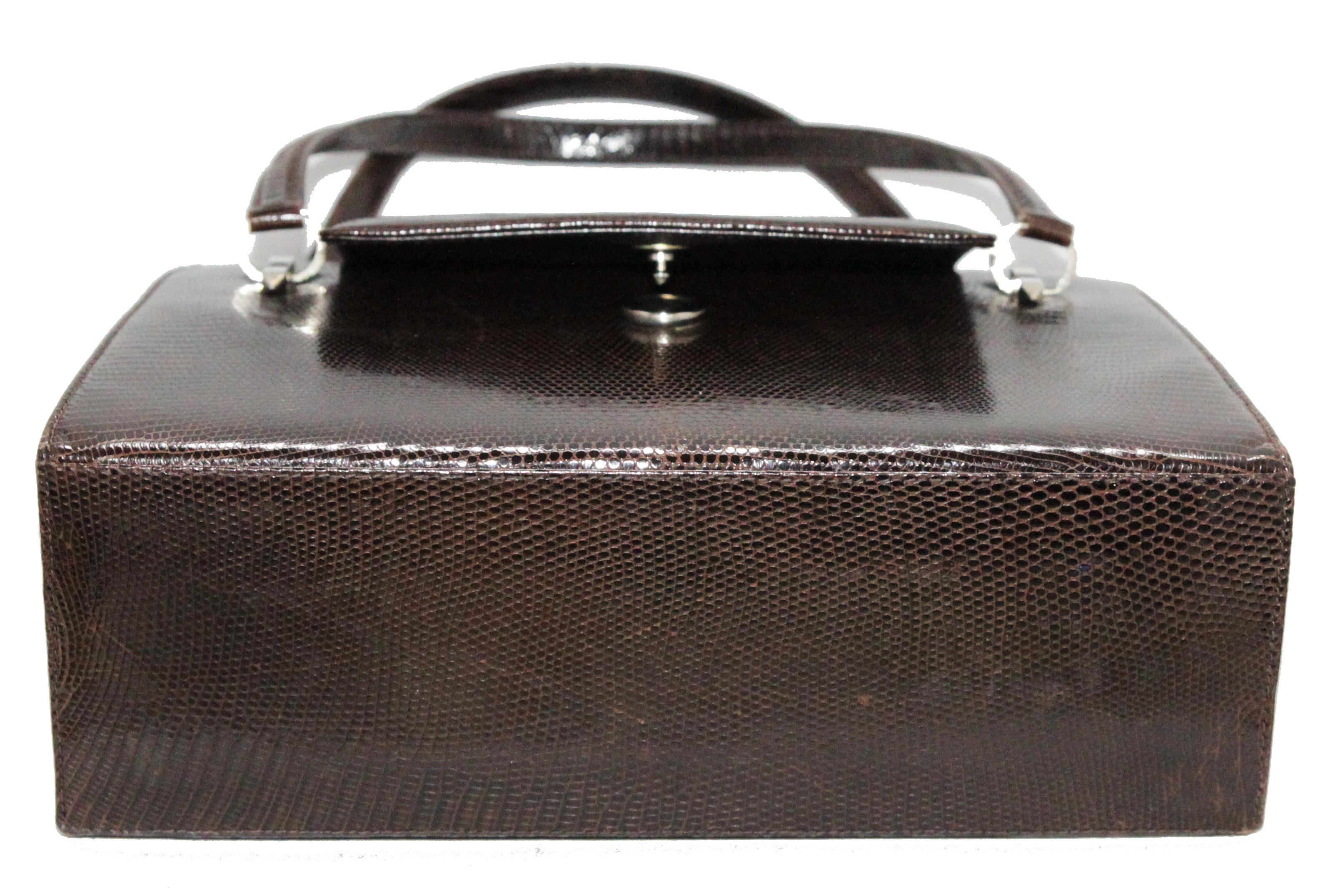 Unique Italian Chocolate Brown lizard 60s Bag Excellent condition für Damen oder Herren im Angebot