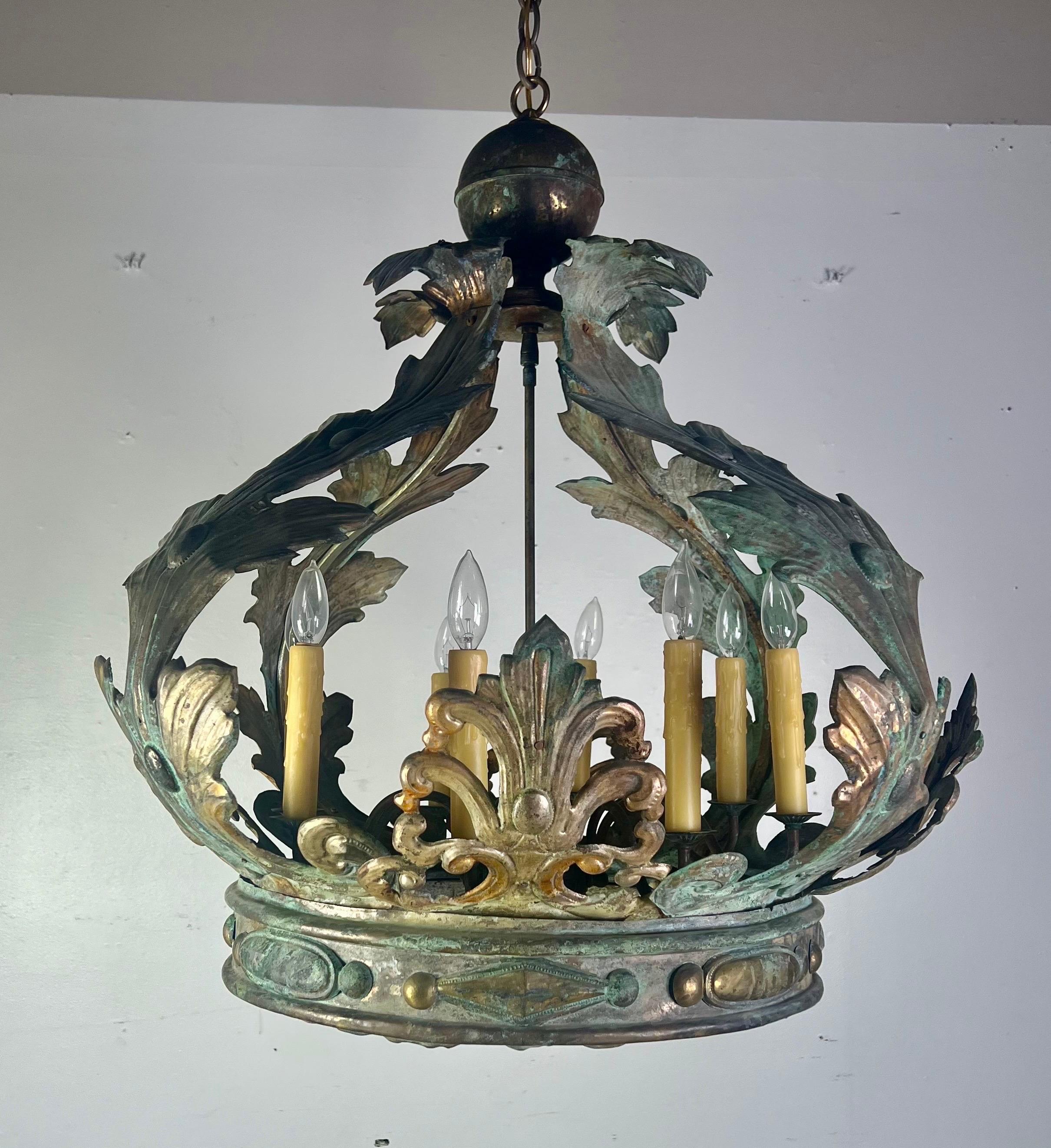 Unique Italian  Crown 8-Light Chandelier C. 1900's 6