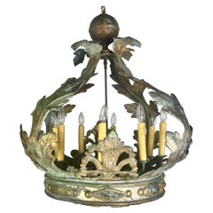 Unique Italian  Crown 8-Light Chandelier C. 1900's