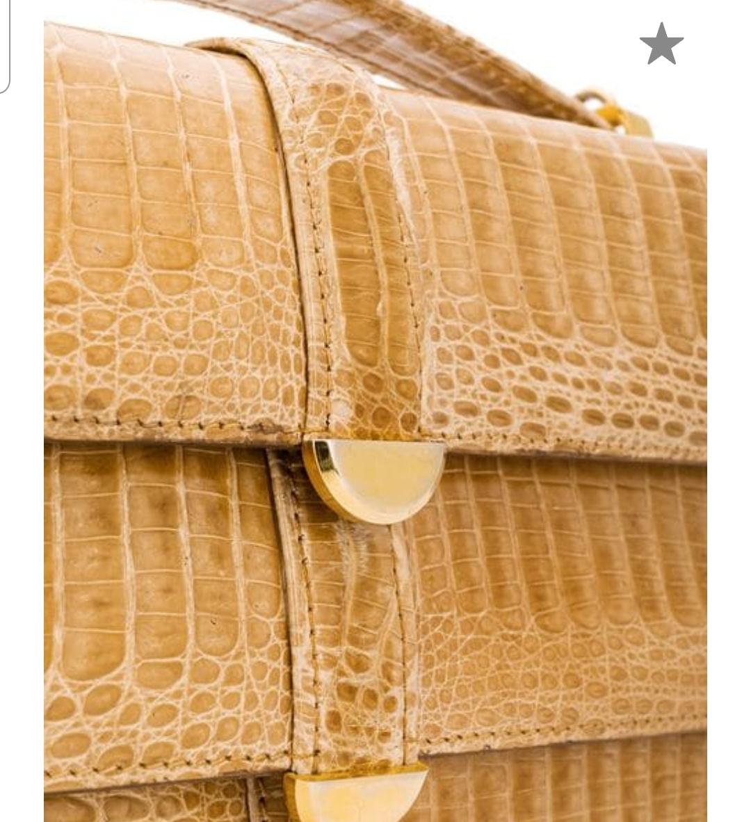 Orange Unique Italian Design baby croco handbag 70s  For Sale