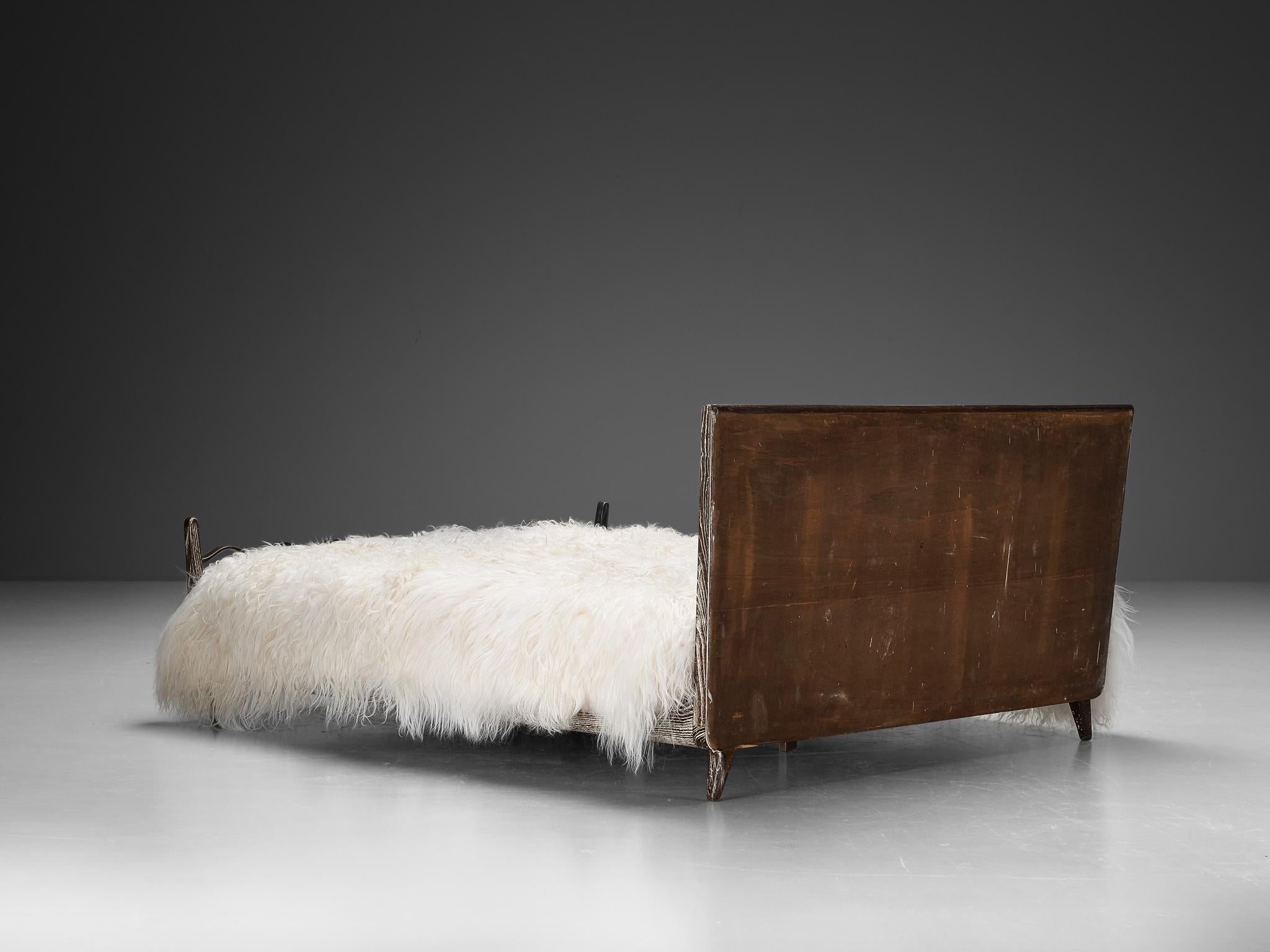 Unique Italian Double Bed in Cerused Chestnut For Sale 3
