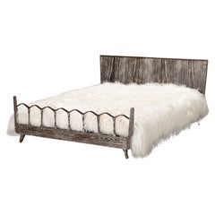 Unique Italian Double Bed in Cerused Chestnut
