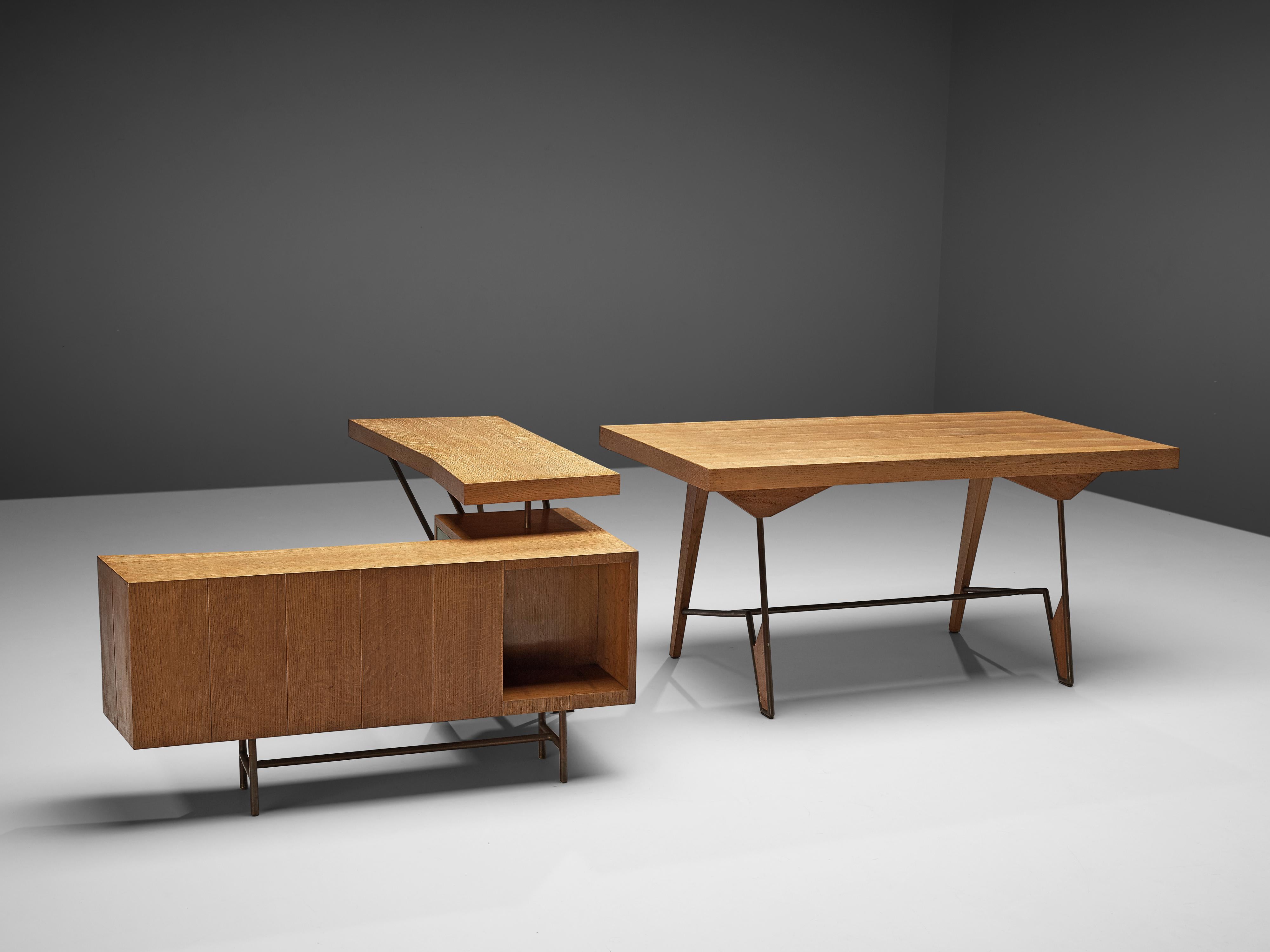 Unique Italian Free-Standing Corner Desk in Oak 7