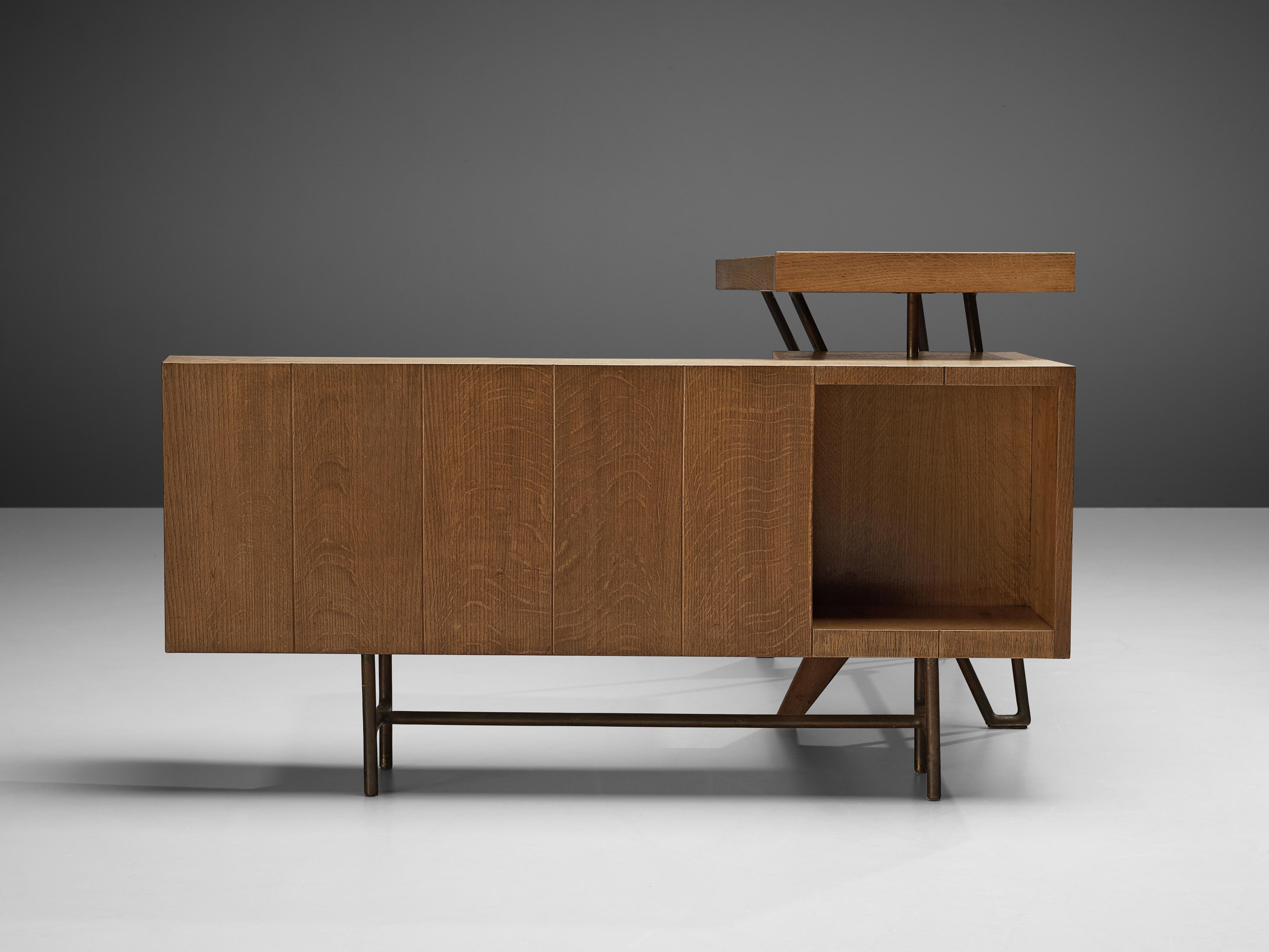Unique Italian Free-Standing Corner Desk in Oak 8