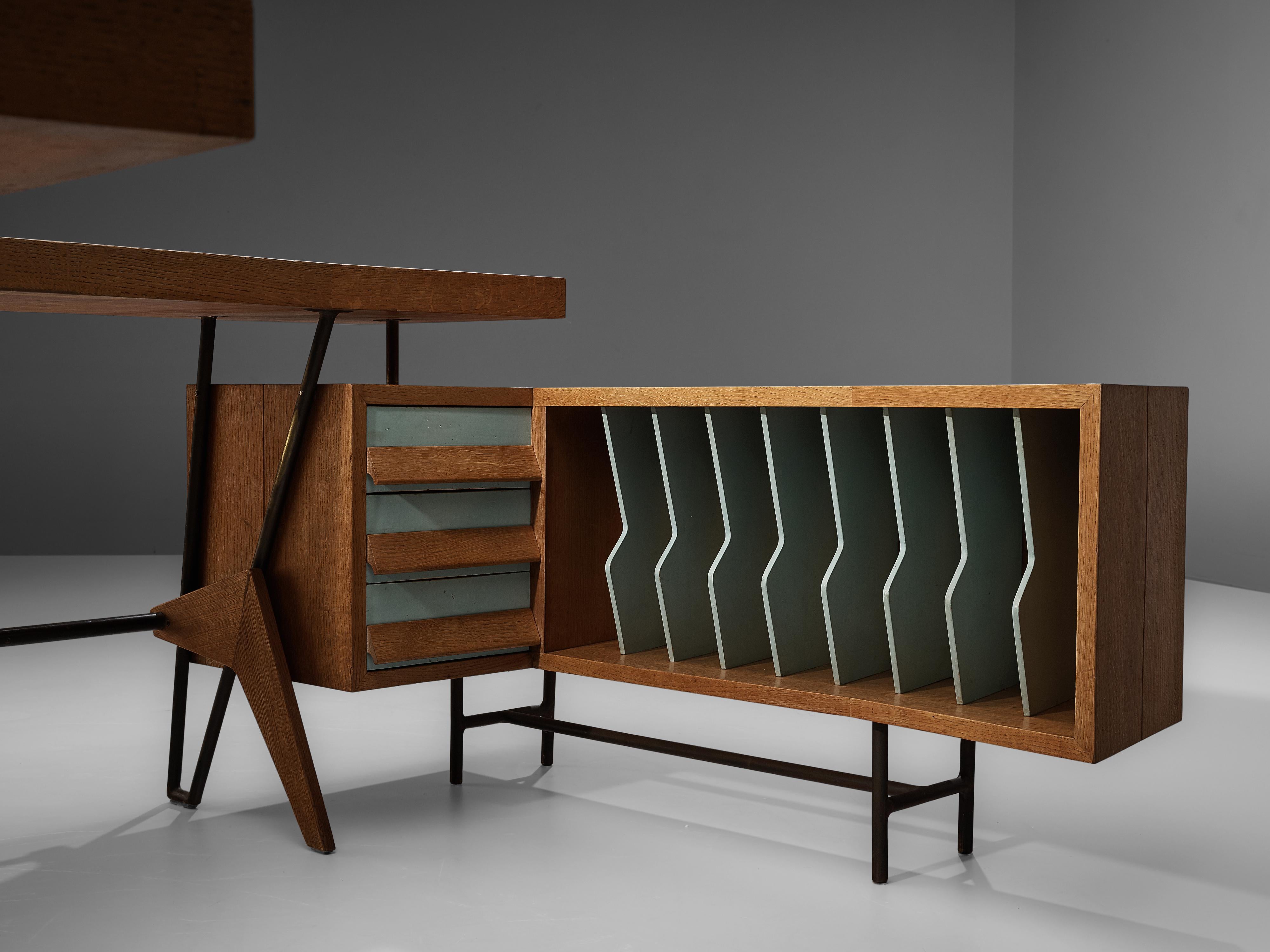Mid-Century Modern Unique Italian Free-Standing Corner Desk