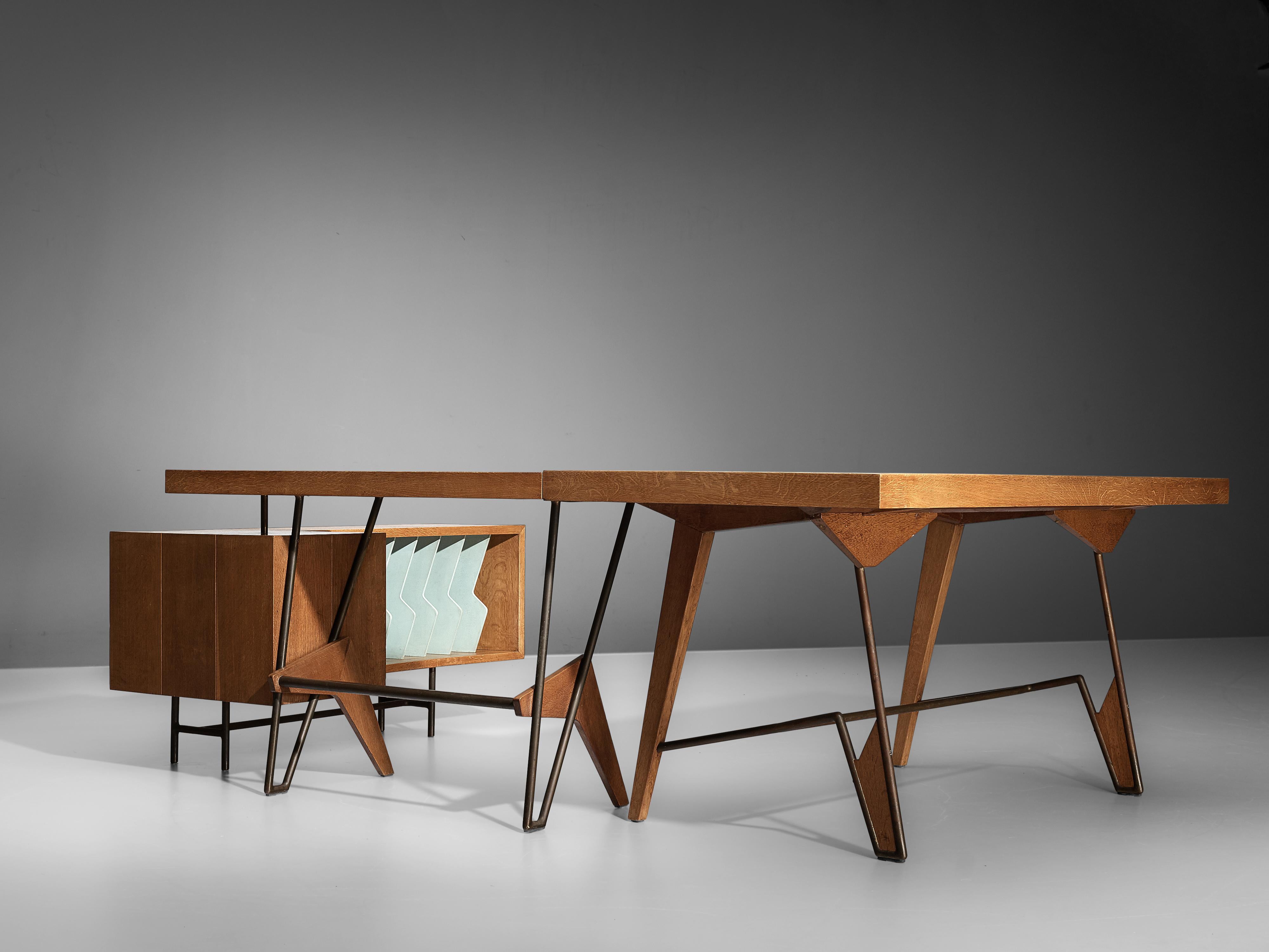 Metal Unique Italian Free-Standing Corner Desk