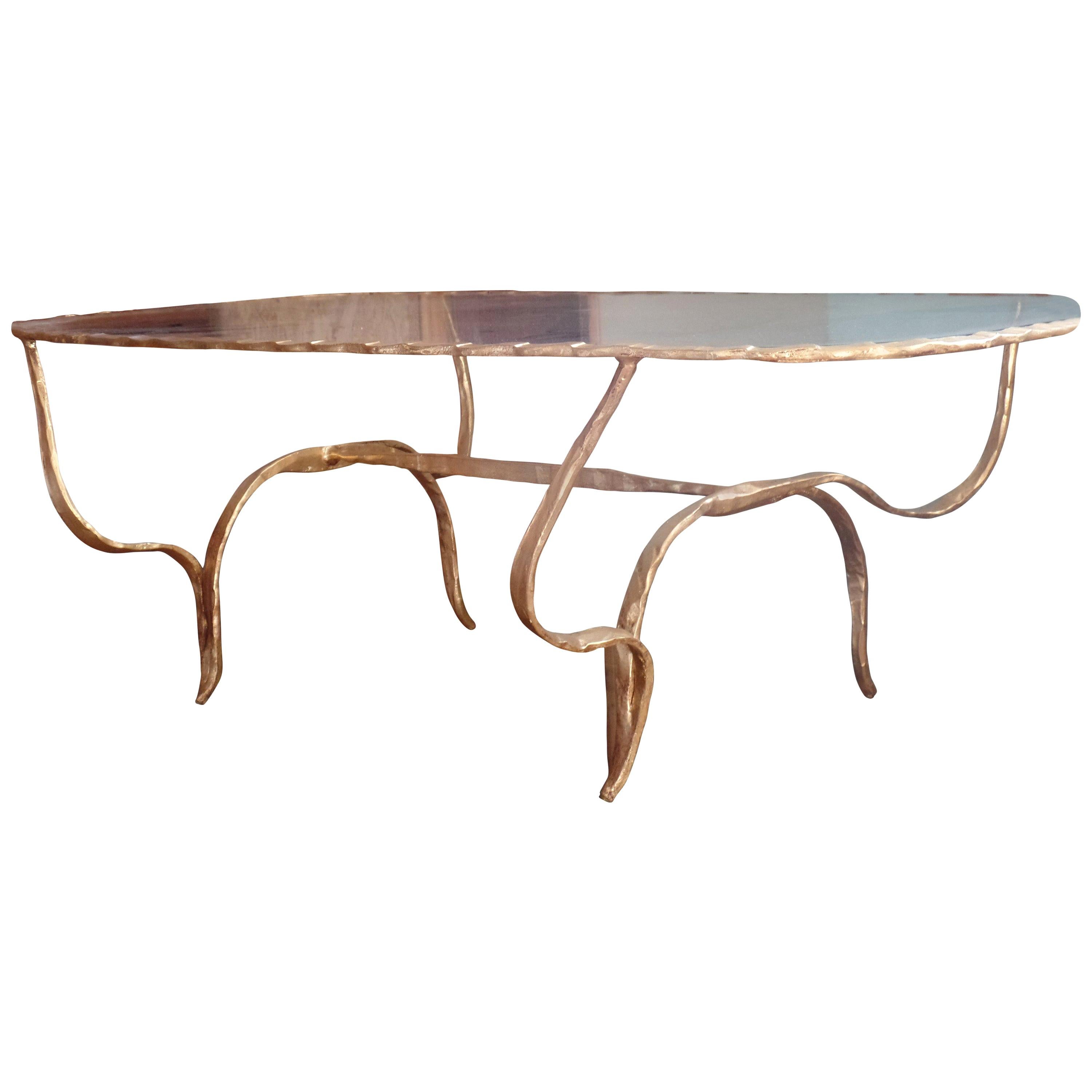 Unique Italian Gilt and Forged Iron Coffee Table by Sculptor, Giovanni Banci