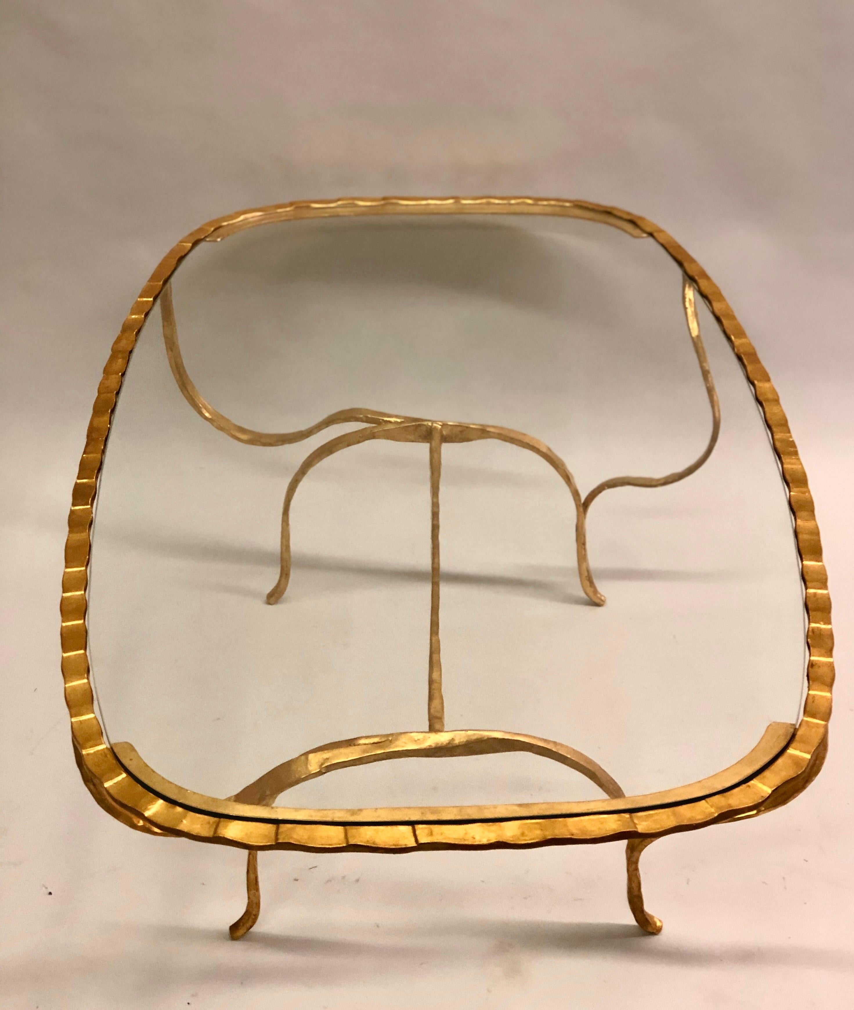 Unique Italian Gilt and Forged Iron Coffee Table by Sculptor, Giovanni Banci In Excellent Condition In New York, NY