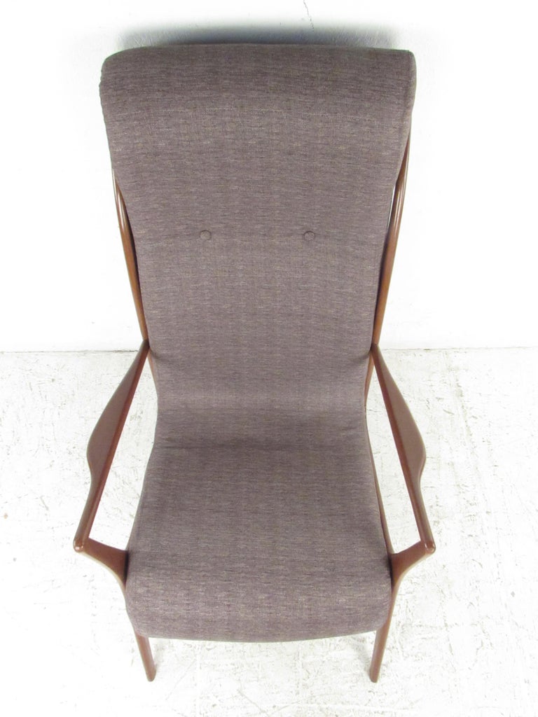 Mid-Century Modern Unique Italian High Back Lounge Chair For Sale
