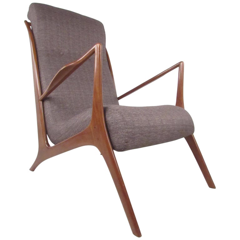 Unique Italian High Back Lounge Chair For Sale