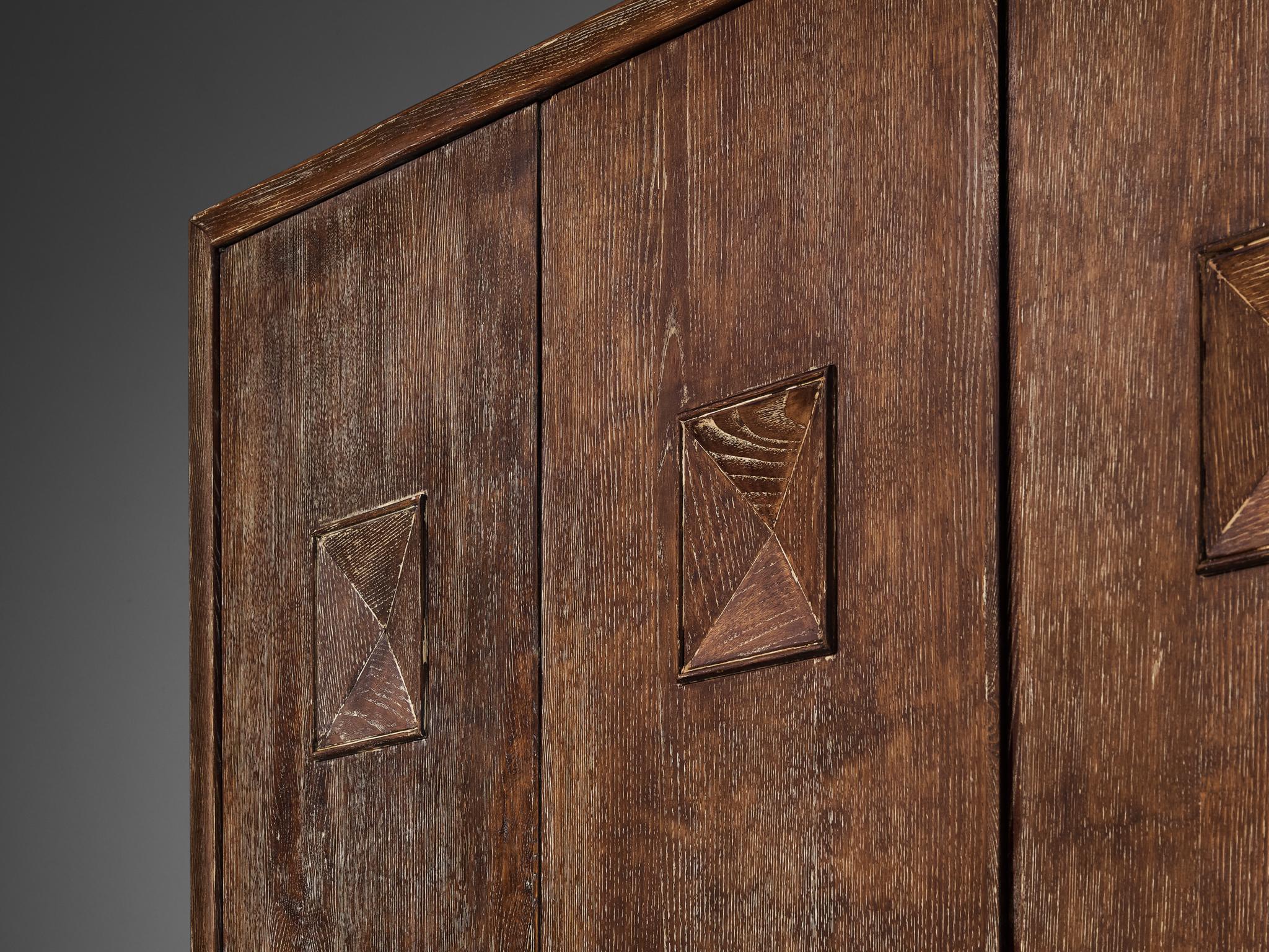 Rustic Unique Italian Highboard in Cerused Chestnut