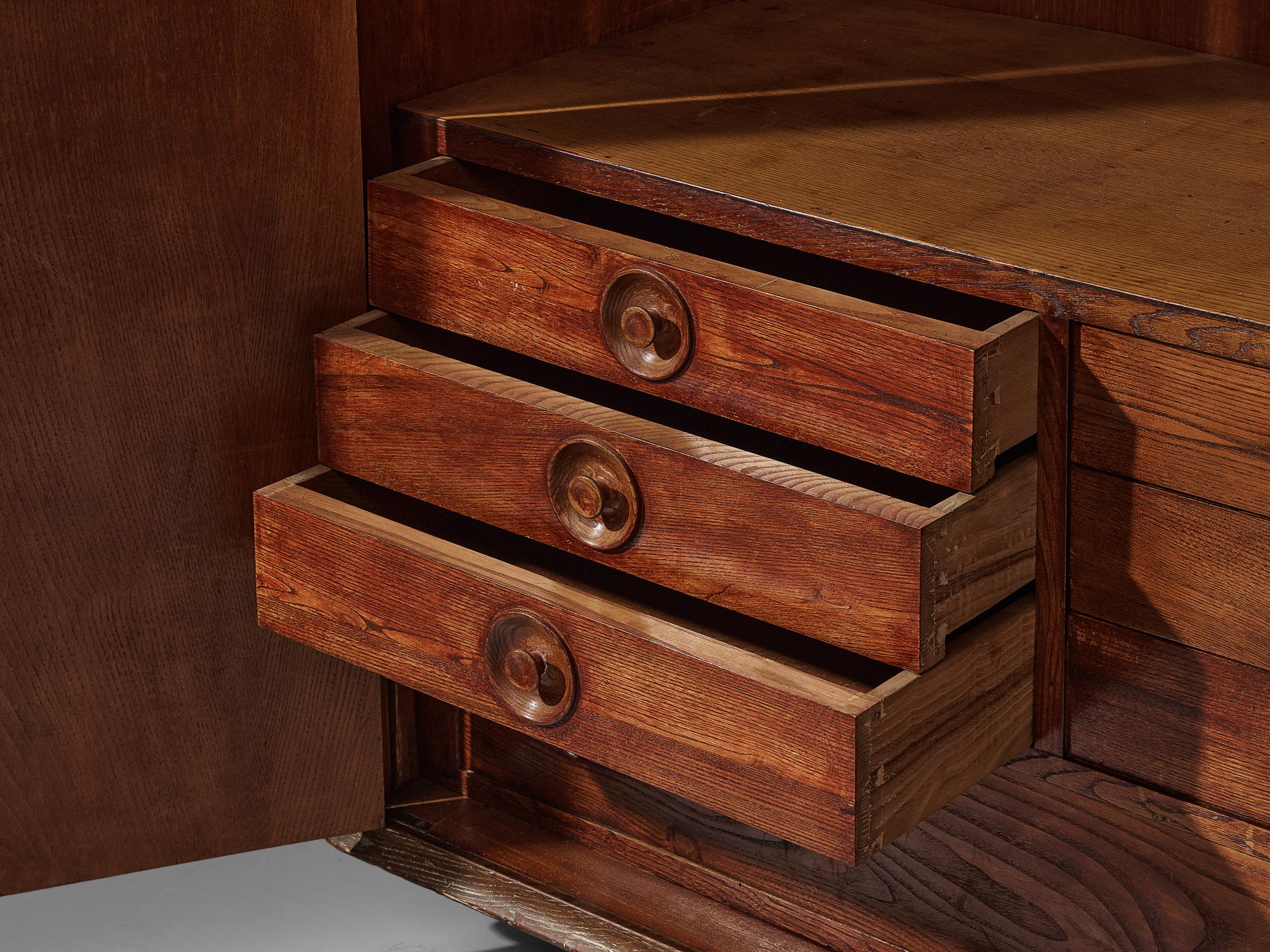 Unique Italian Highboard in Cerused Chestnut In Good Condition In Waalwijk, NL