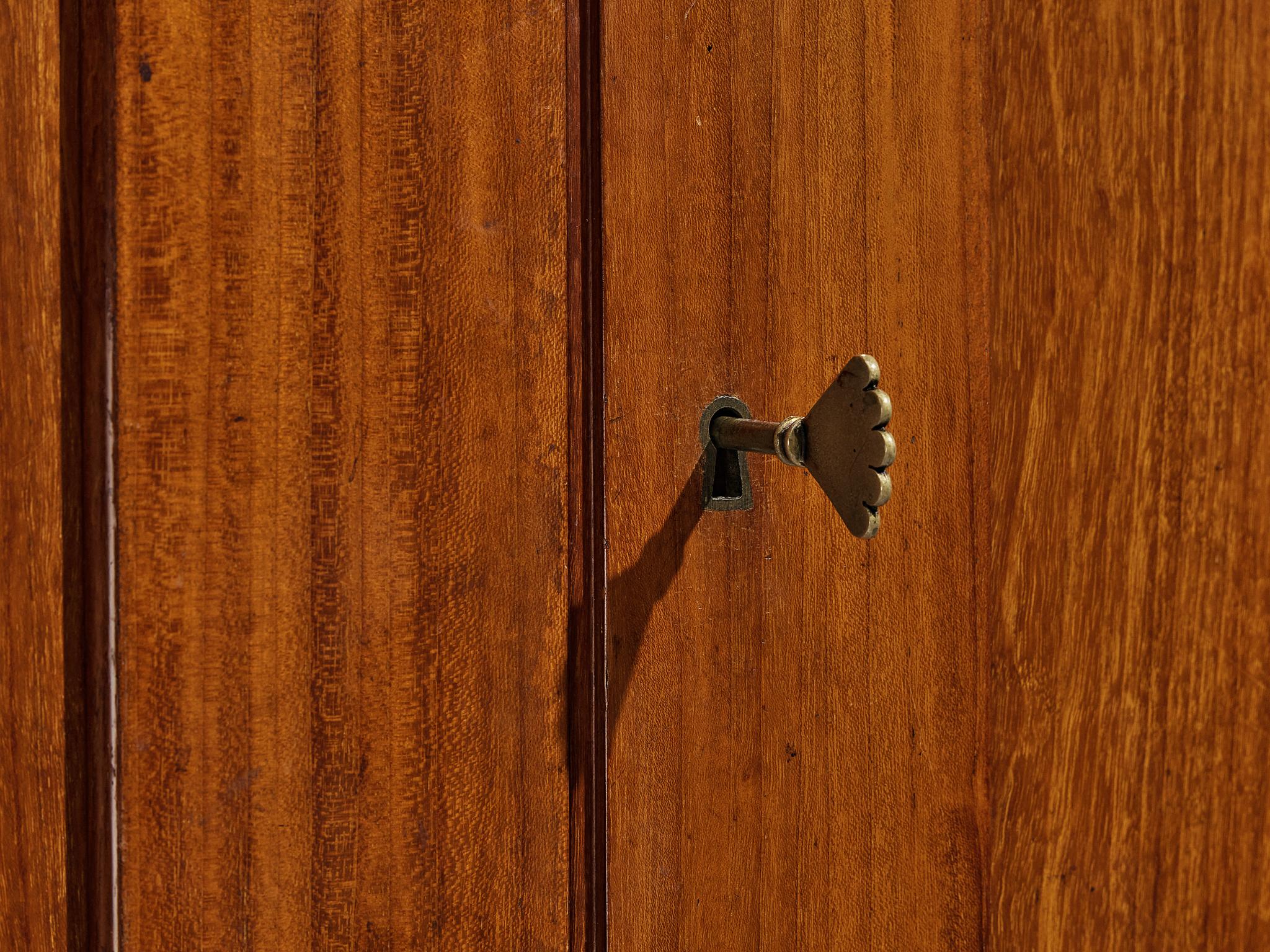 Unique Italian Highboard with Illuminated Interior in Mahogany and Brass 5