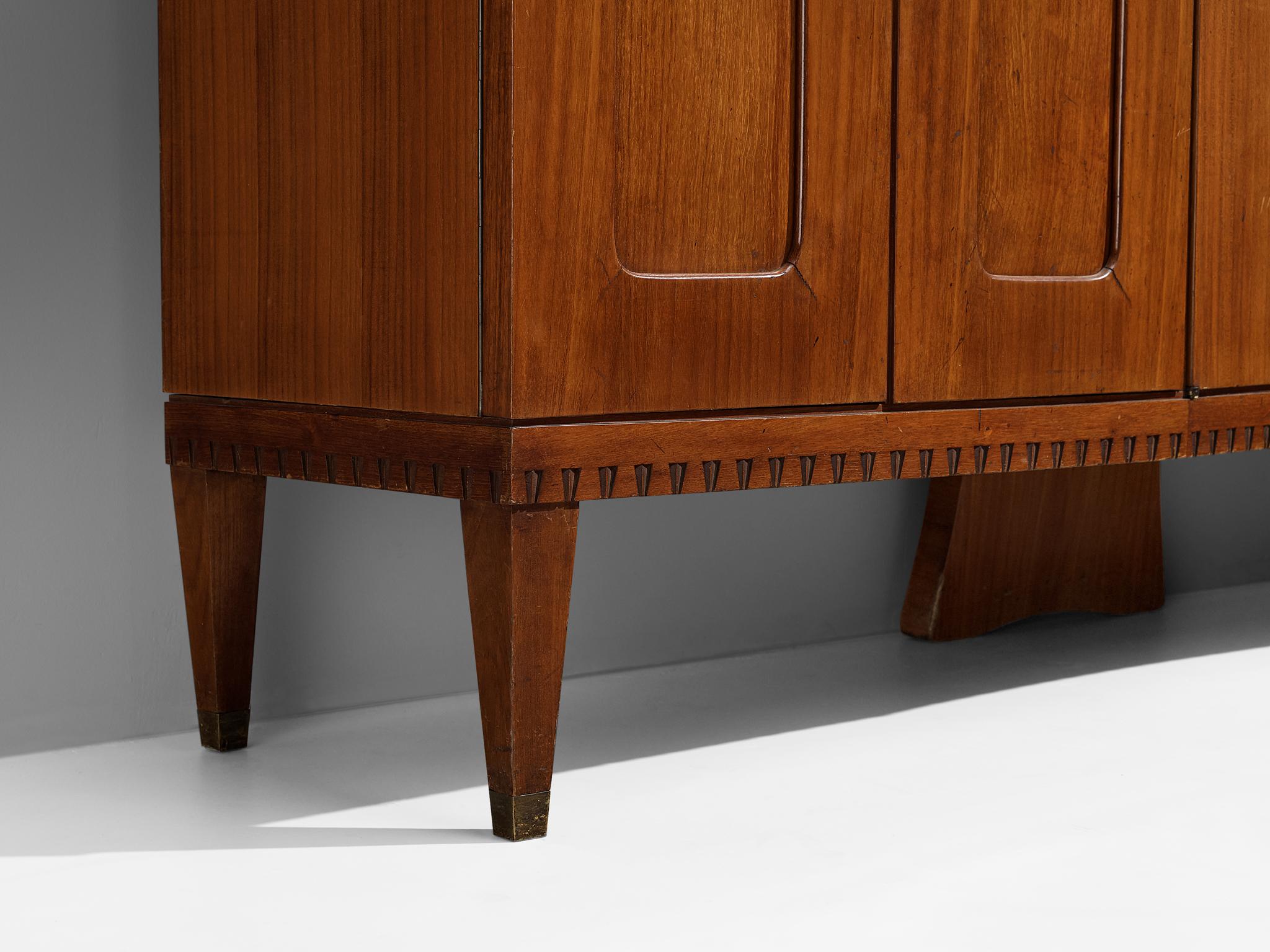 Unique Italian Highboard with Illuminated Interior in Mahogany and Brass 8