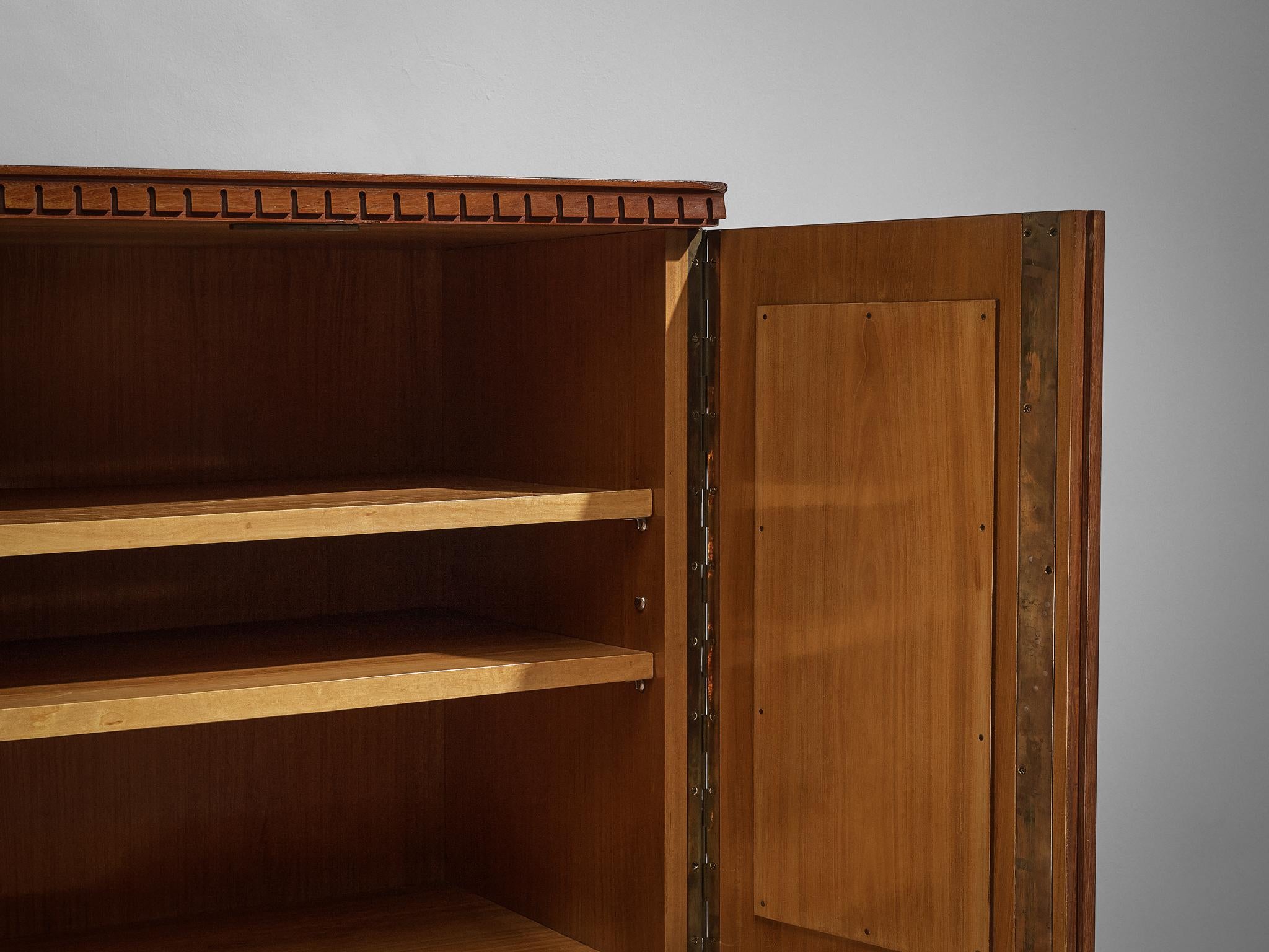 Unique Italian Highboard with Illuminated Interior in Mahogany and Brass 4