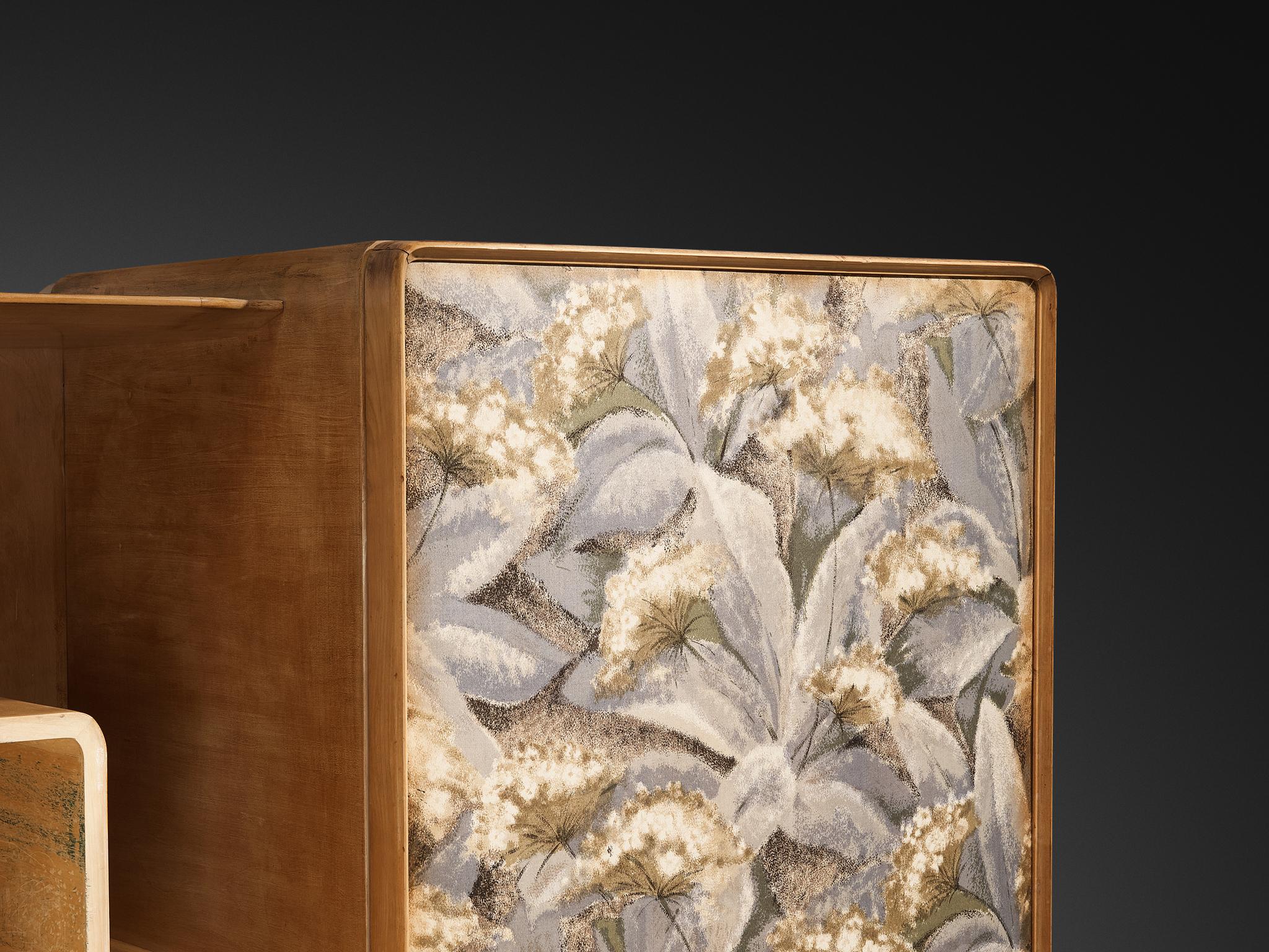 Unique Italian Large Wall Unit with Writing Desk in Maple and Birch For Sale 7