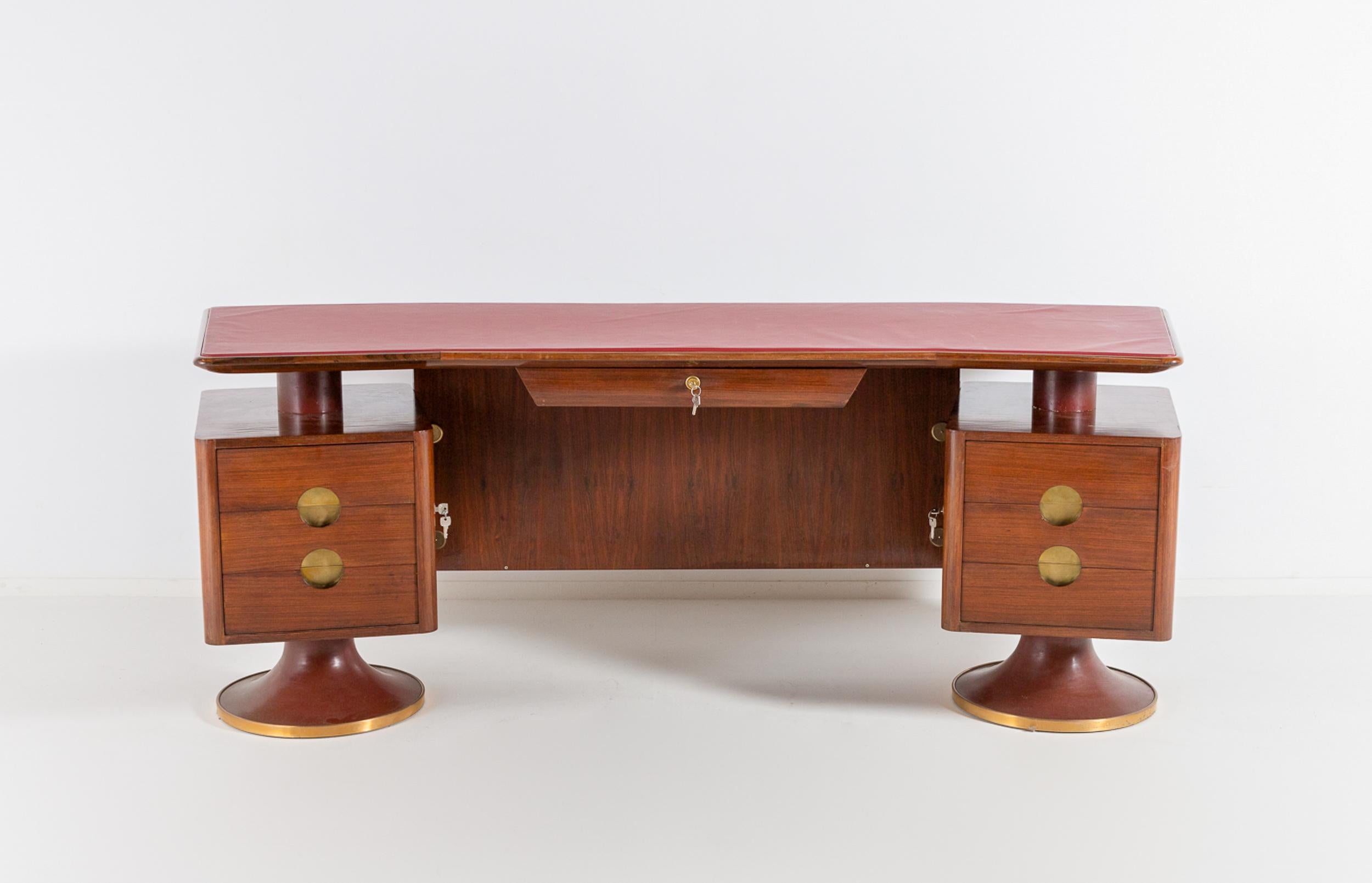 Unique Italian Modern Carved Walnut and Rosewood Boomerang Desk with Armchair 2