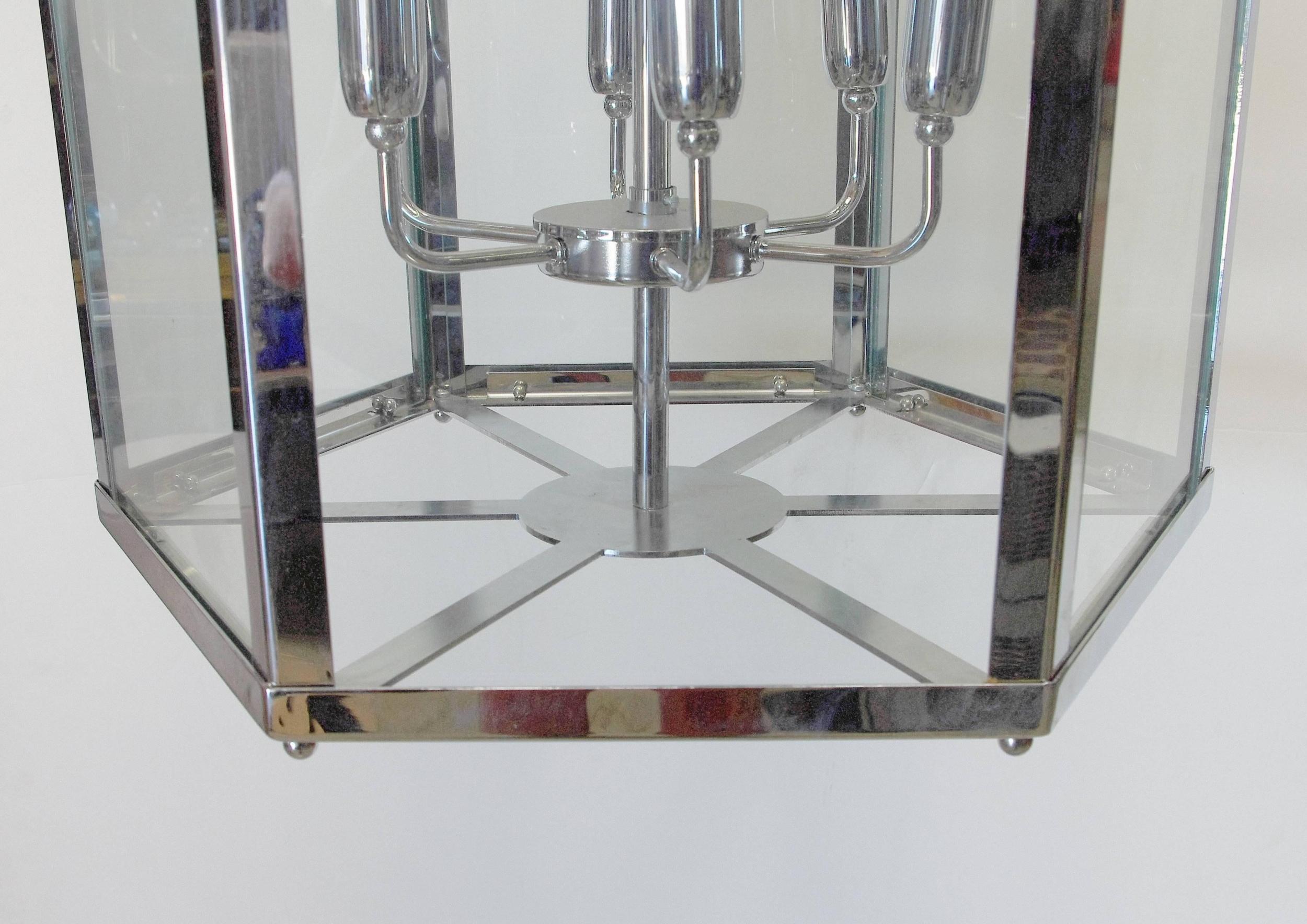 Glass Unique Italian Modern Hexagonal Shaped Lantern, 1990s For Sale