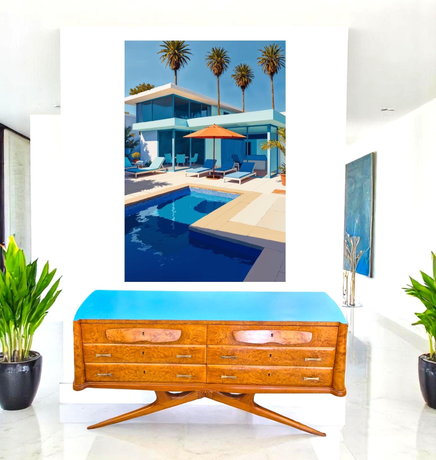 Credenza in radica di olmo di Vittorio Dassi, unica nel suo genere, moderna e di metà secolo. in vendita 2