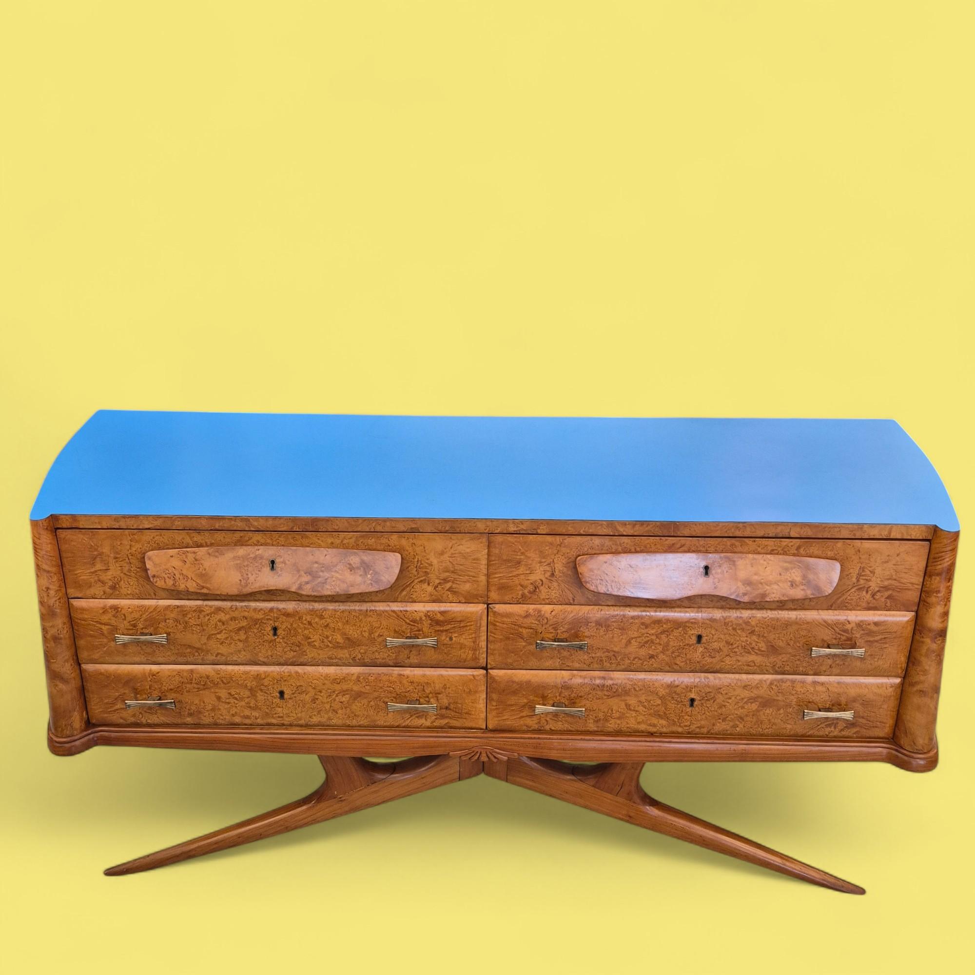 Credenza in radica di olmo di Vittorio Dassi, unica nel suo genere, moderna e di metà secolo. in vendita 5