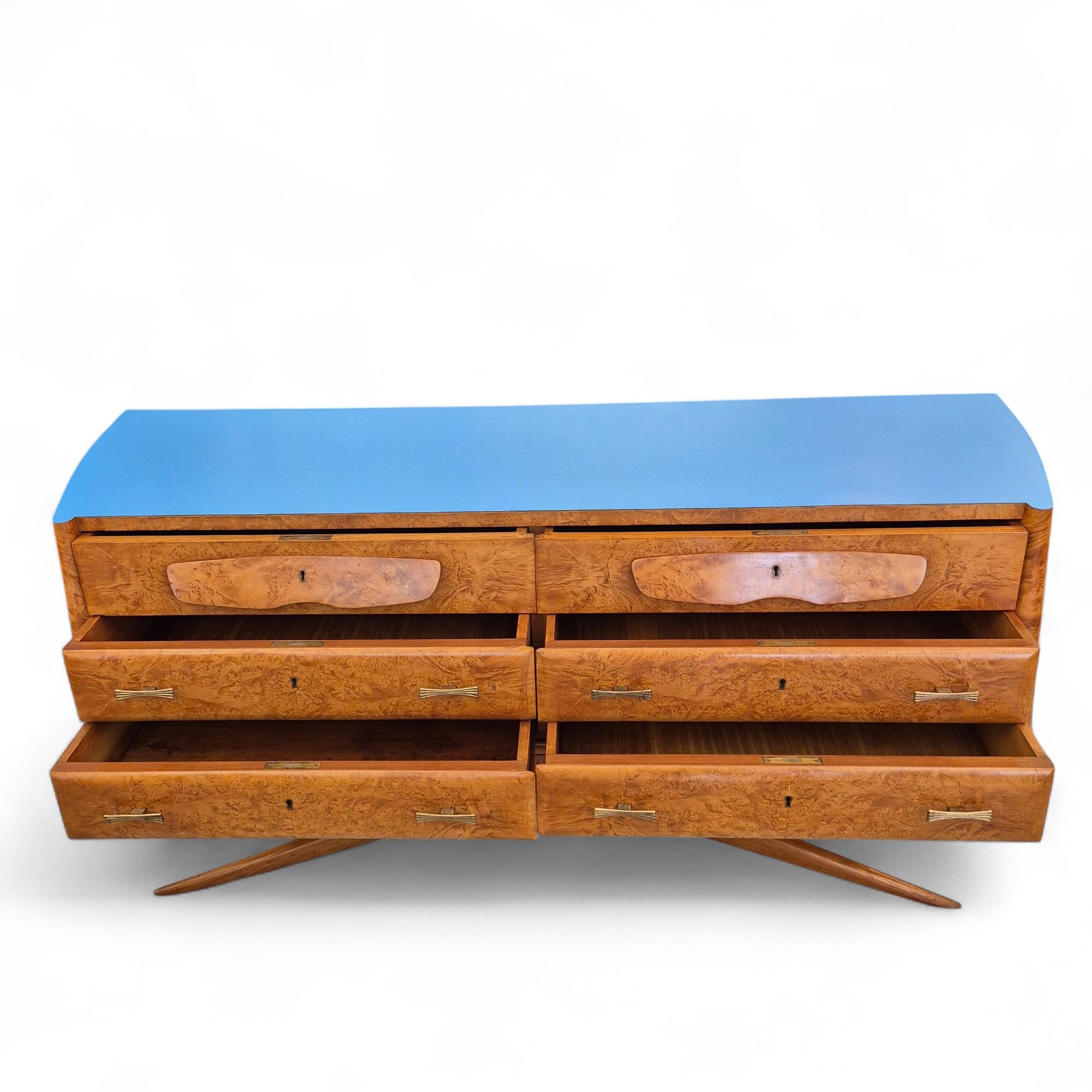 Credenza in radica di olmo di Vittorio Dassi, unica nel suo genere, moderna e di metà secolo. in vendita 6