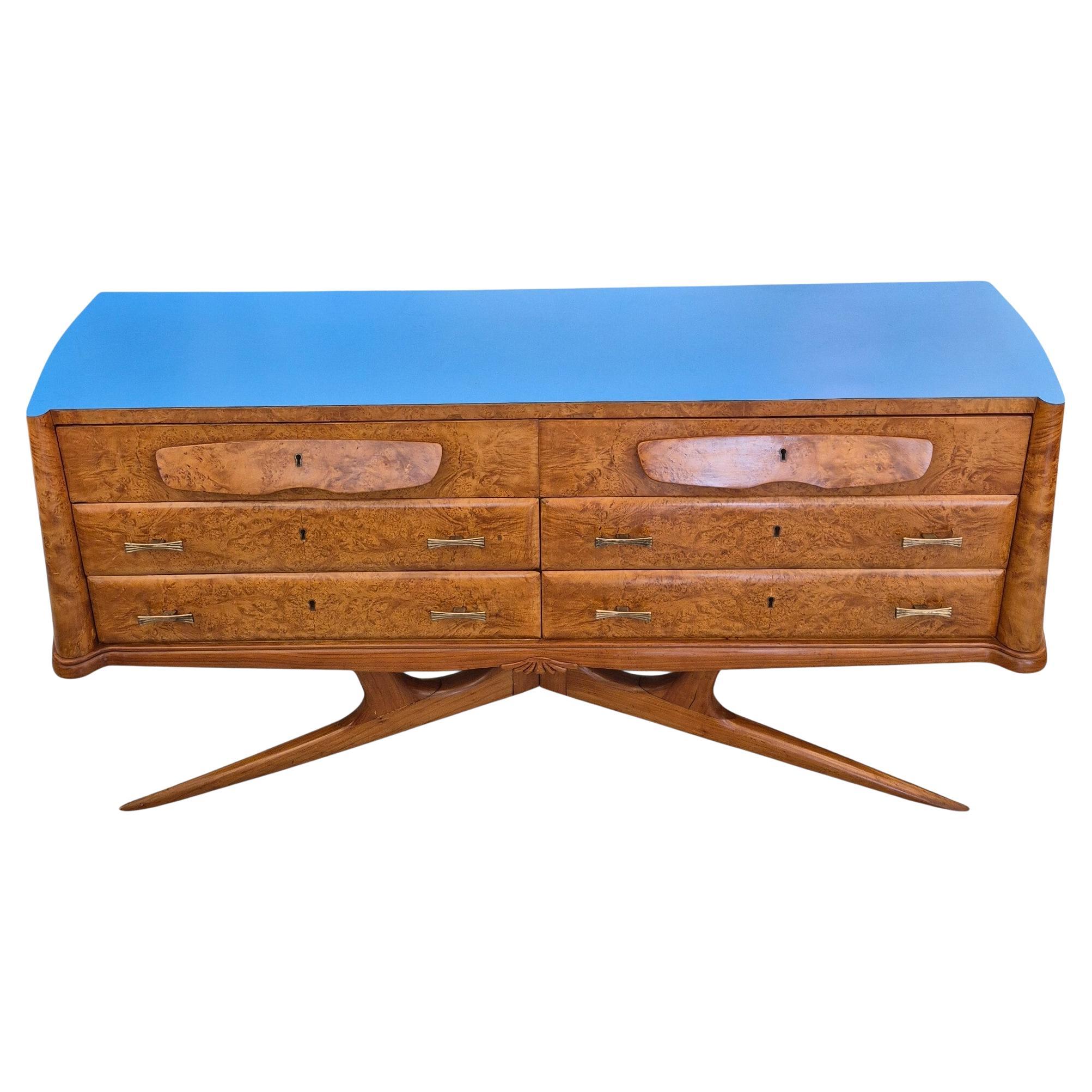 Unique Italian modern midcentury elm burl Sideboard after Vittorio Dassi