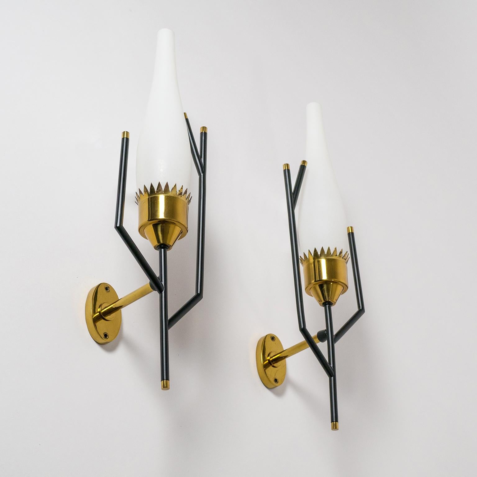 Unique Italian Wall Lights, 1950s (Messing)