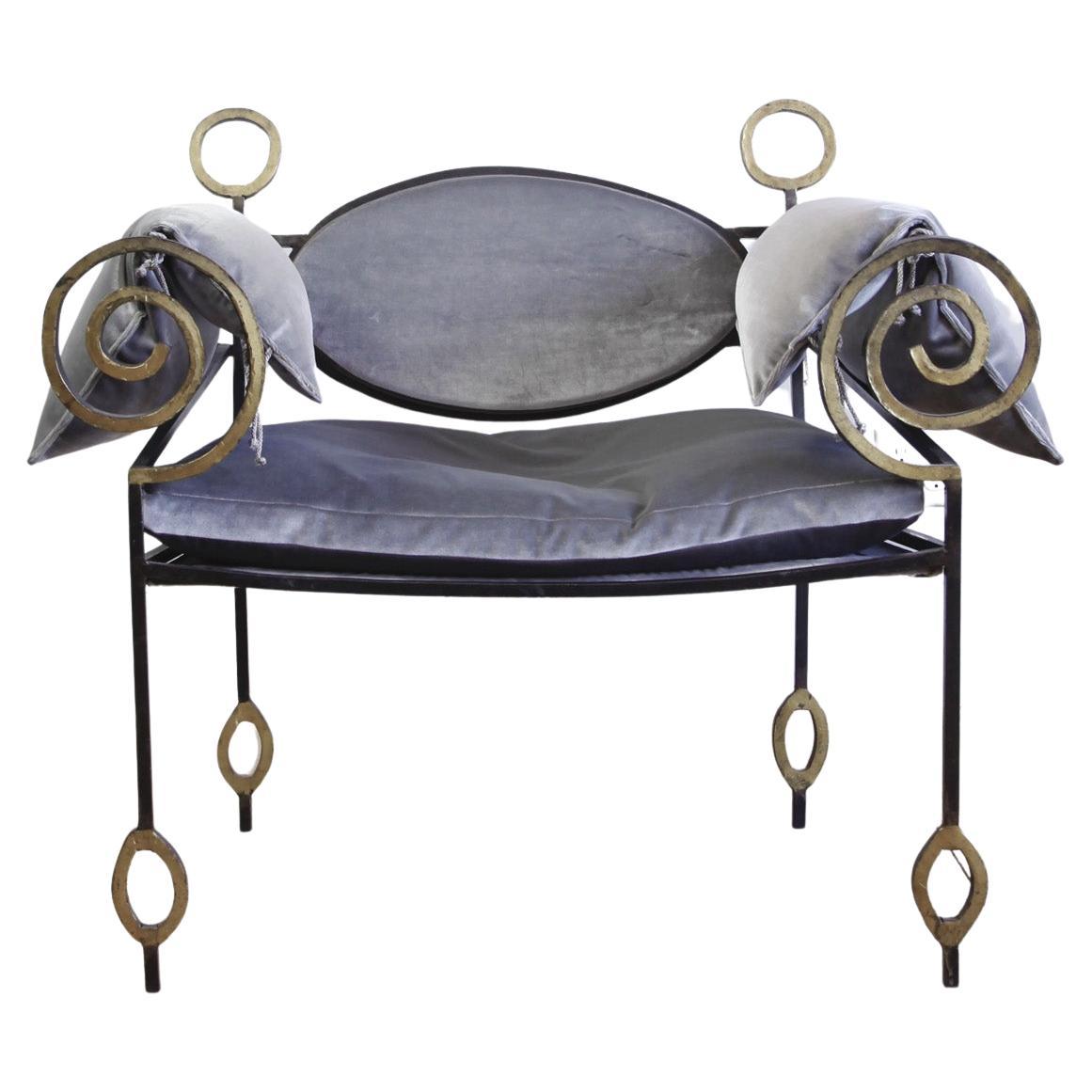 Sillón de hierro postmoderno italiano único en venta