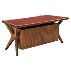 Retro Unique Italian Sculptural Free Standing Writing Desk in Walnut 