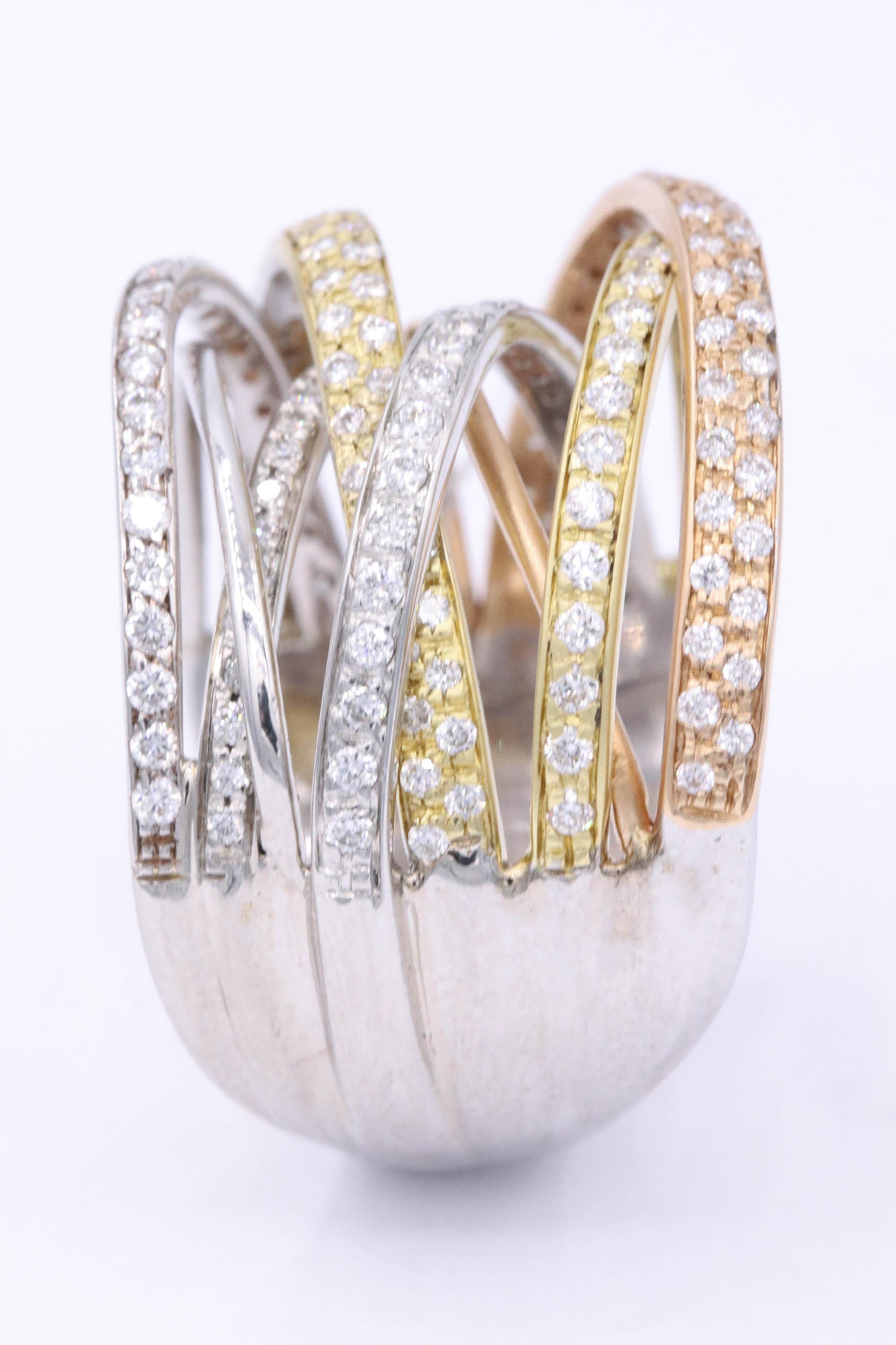 Unique Italian Tritone Wrap Fashion Multiband Ring 6