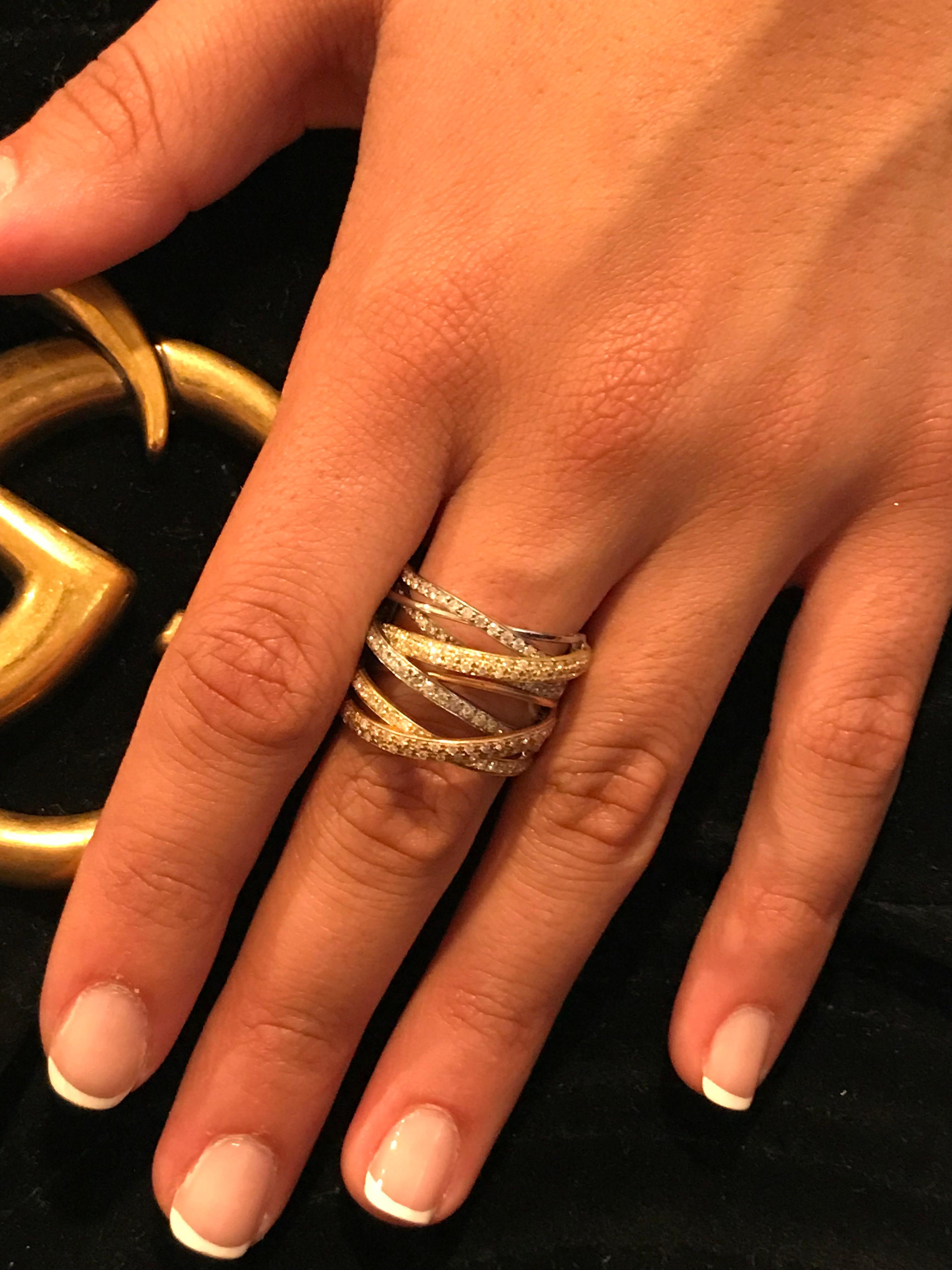 Women's Unique Italian Tritone Wrap Fashion Multiband Ring