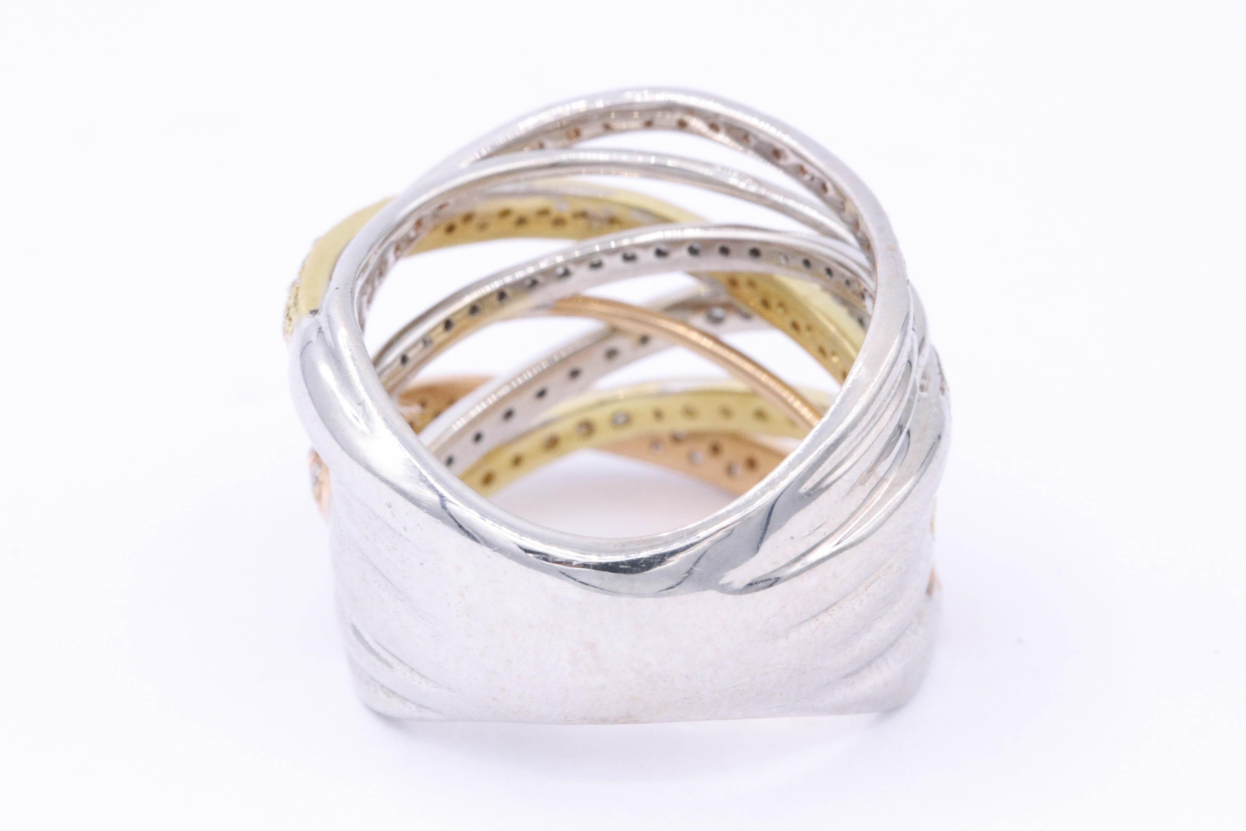 Unique Italian Tritone Wrap Fashion Multiband Ring 3