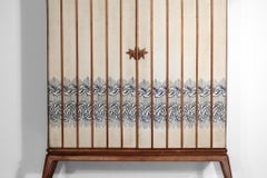 Unique Italian Wardrobes and Armoires Attributed to Gio Ponti Embroidered Fabric