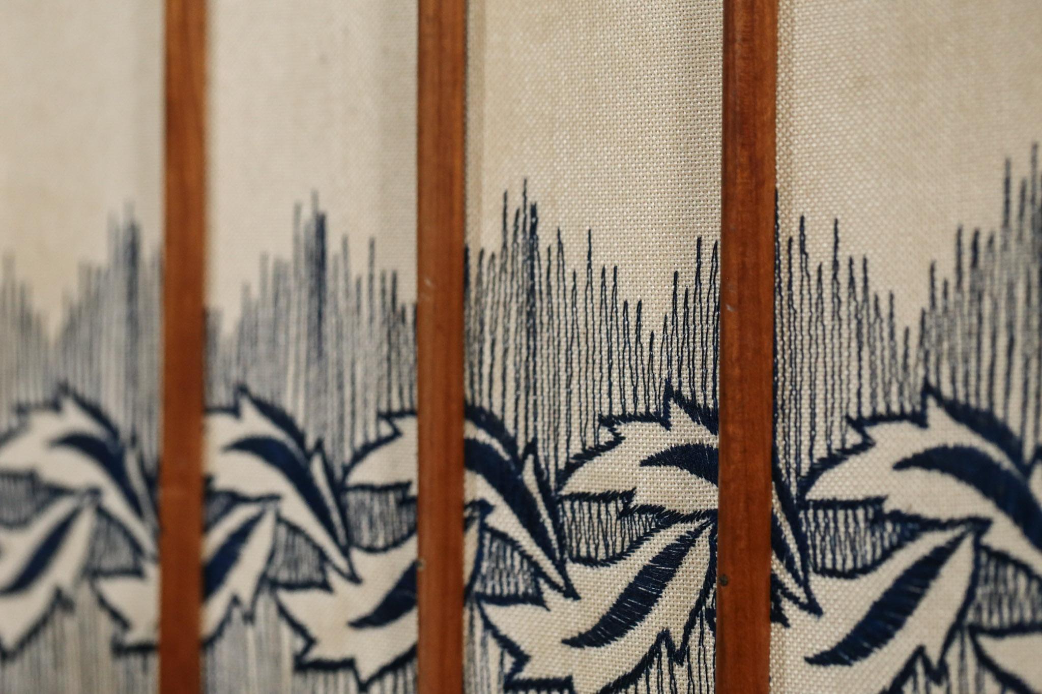 Mid-20th Century Unique Italian Wardrobes and Armoires Attributed to Gio Ponti Embroidered Fabric