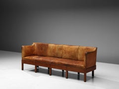 Unique Jacob Kjaer Sofa in Original Niger Leather and Mahogany