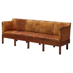 Unique Jacob Kjaer Sofa in Original Niger Leather and Mahogany 