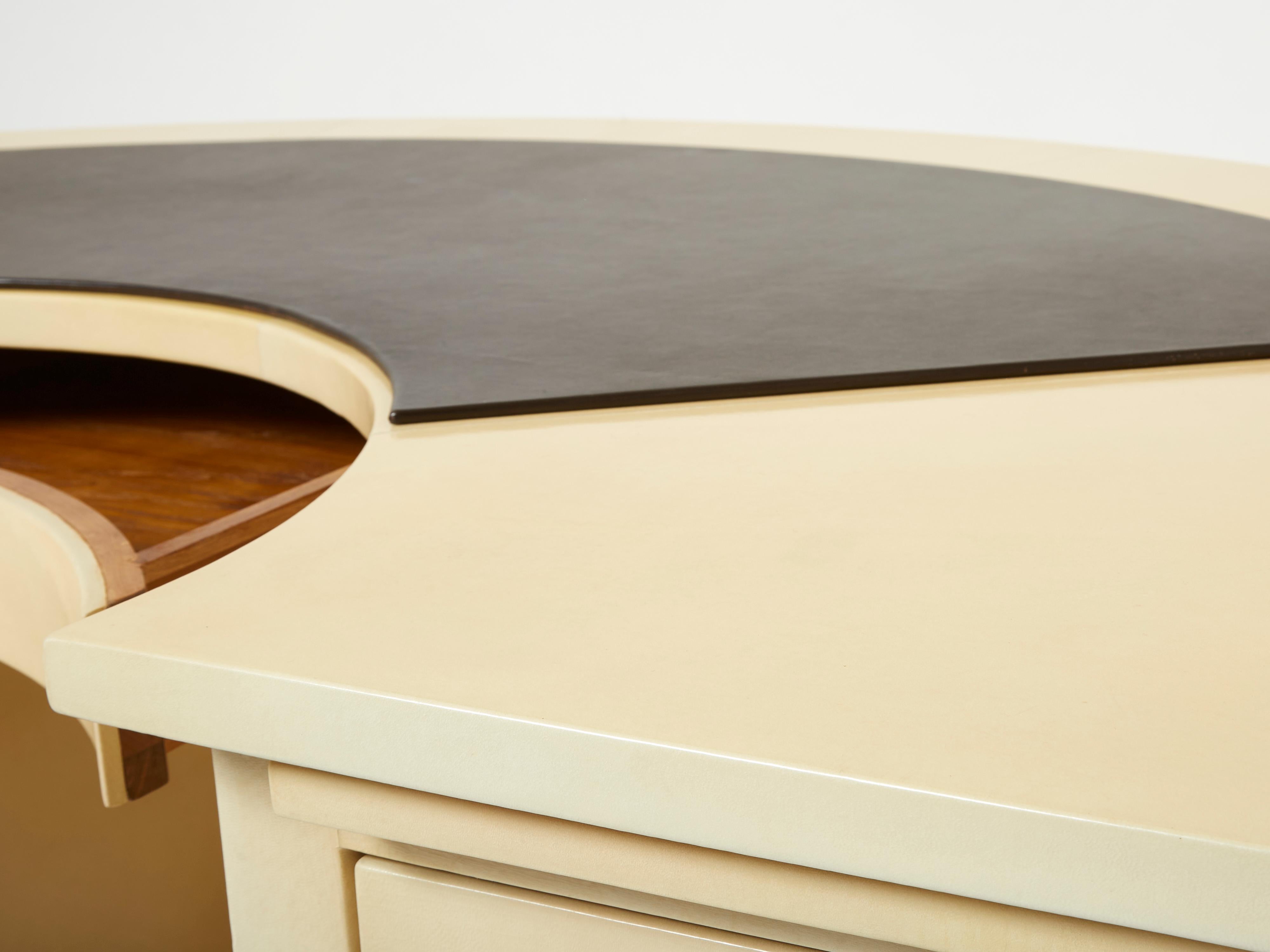 Unique Jacques Adnet Curved Parchment Desk 1940 6