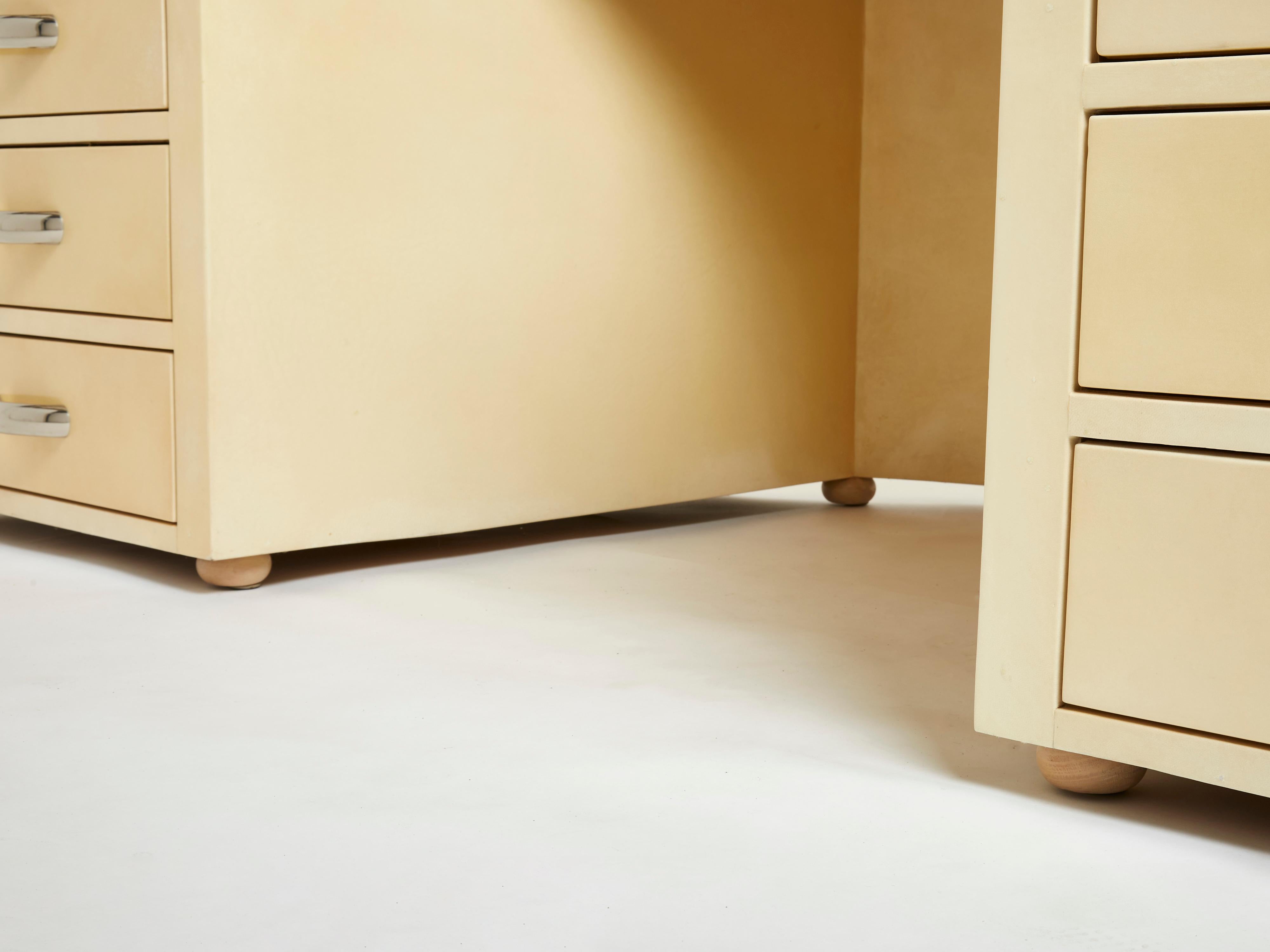 Unique Jacques Adnet Curved Parchment Desk 1940 9