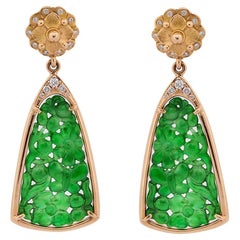 Unique Jade Earrings with Diamonds