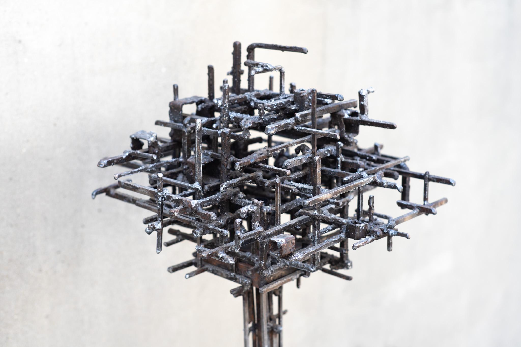 Unique James Bearden 'Illuminated Dwelling' Floor Lamp Brutalist Welded Steel In Good Condition For Sale In Philadelphia, PA