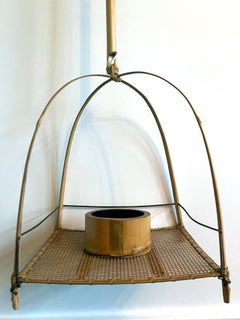 Einzigartiger japanischer hängender Ikebana-Korb aus gewebtem Bambus Suzuki Gengensai