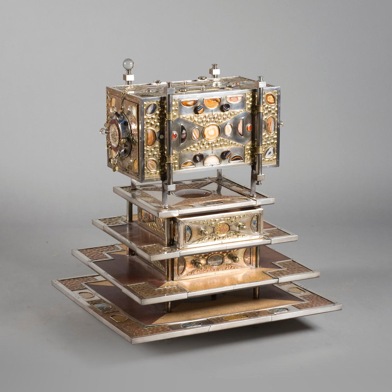 French Unique Jewelry Cabinet 1995 by Daniel Arnoul, Silver, Copper, Precious Stones