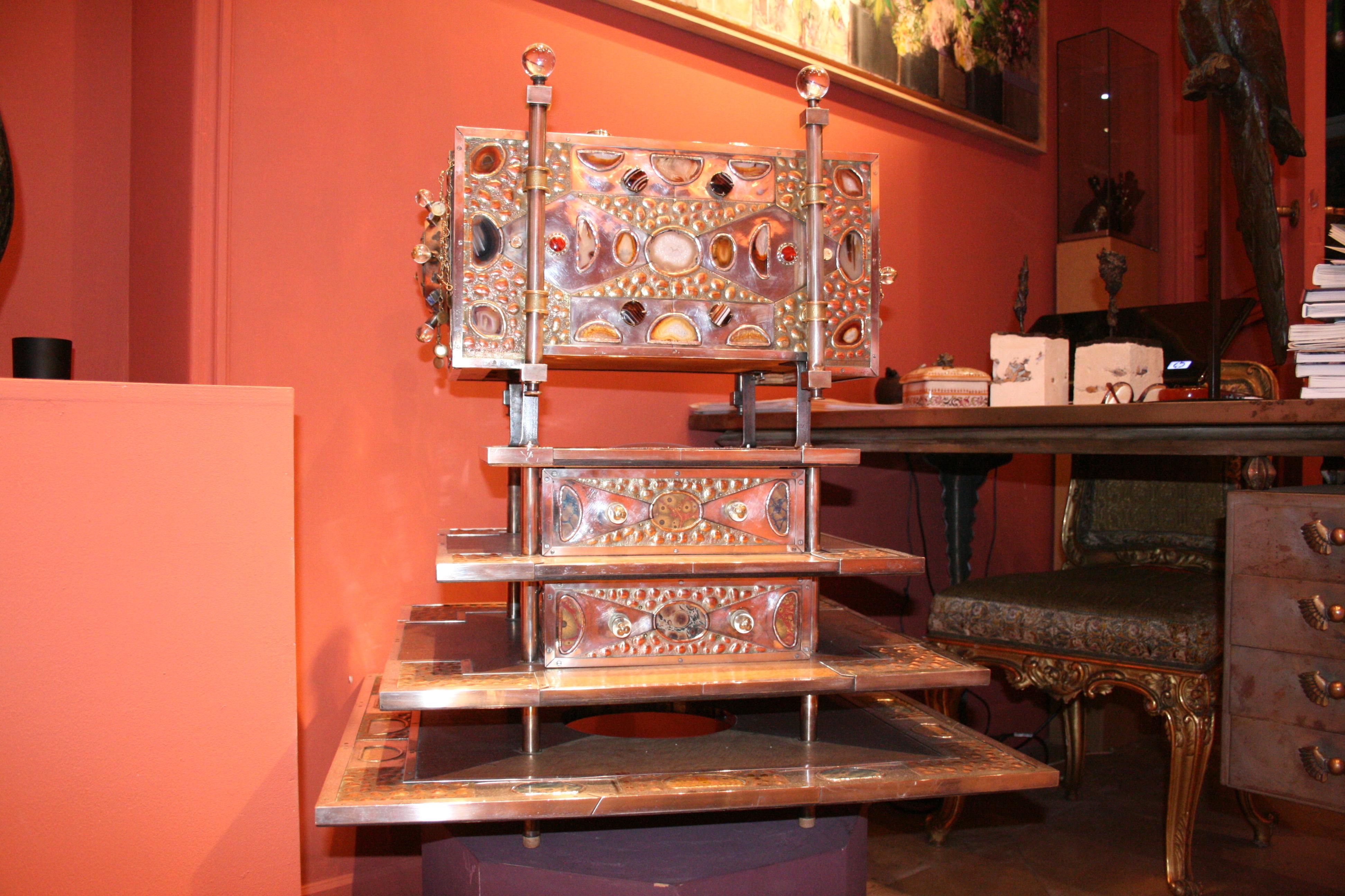 Unique Jewelry Cabinet 1995 by Daniel Arnoul, Silver, Copper, Precious Stones 2