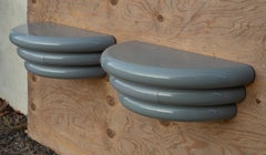 Unique Karl Springer Style Post-Modern Wall Mounted Nightstands Glossy Enamel