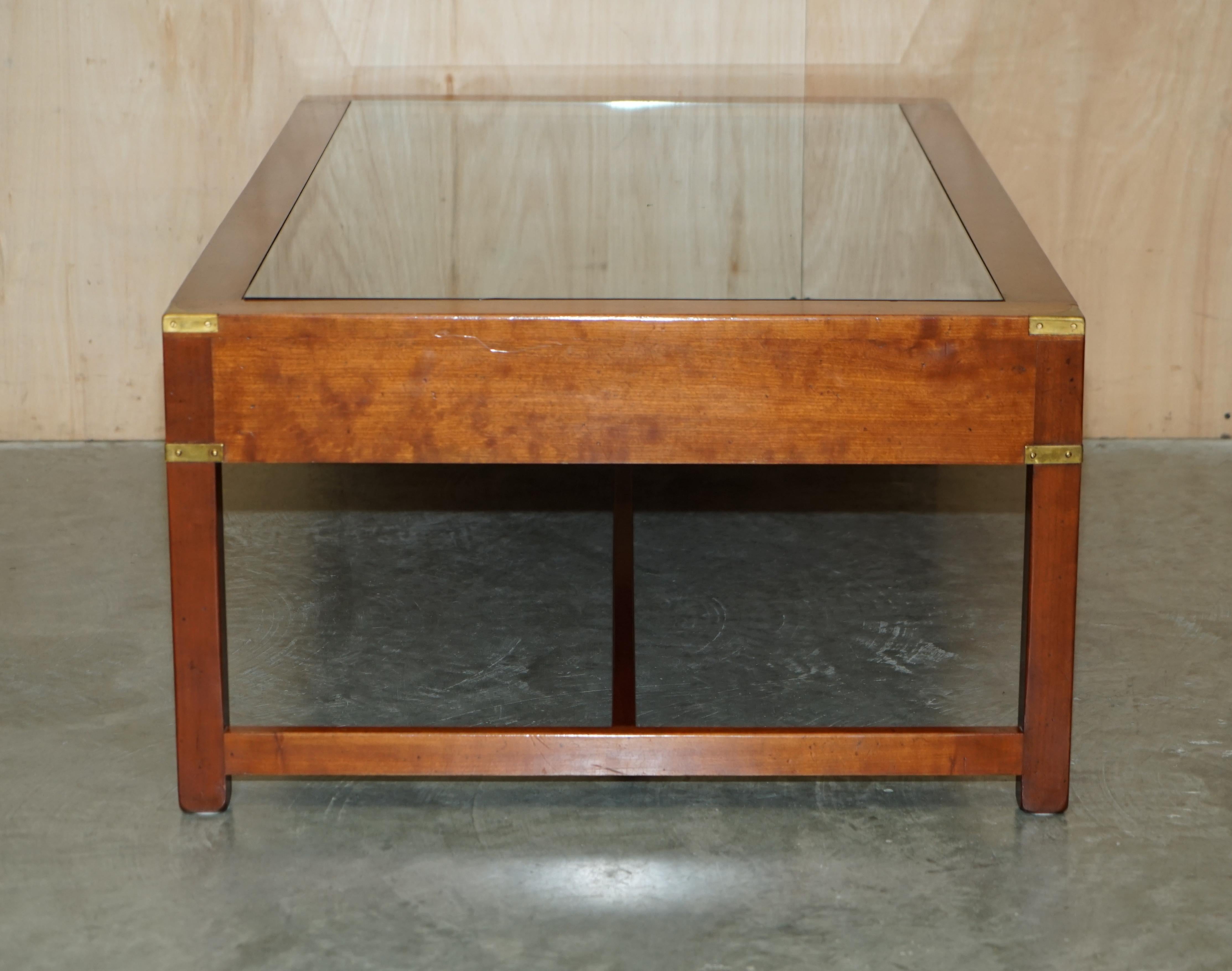 Unique Kennedy Showcase Display Military Campaign Hardwood & Glass Coffee Table For Sale 3