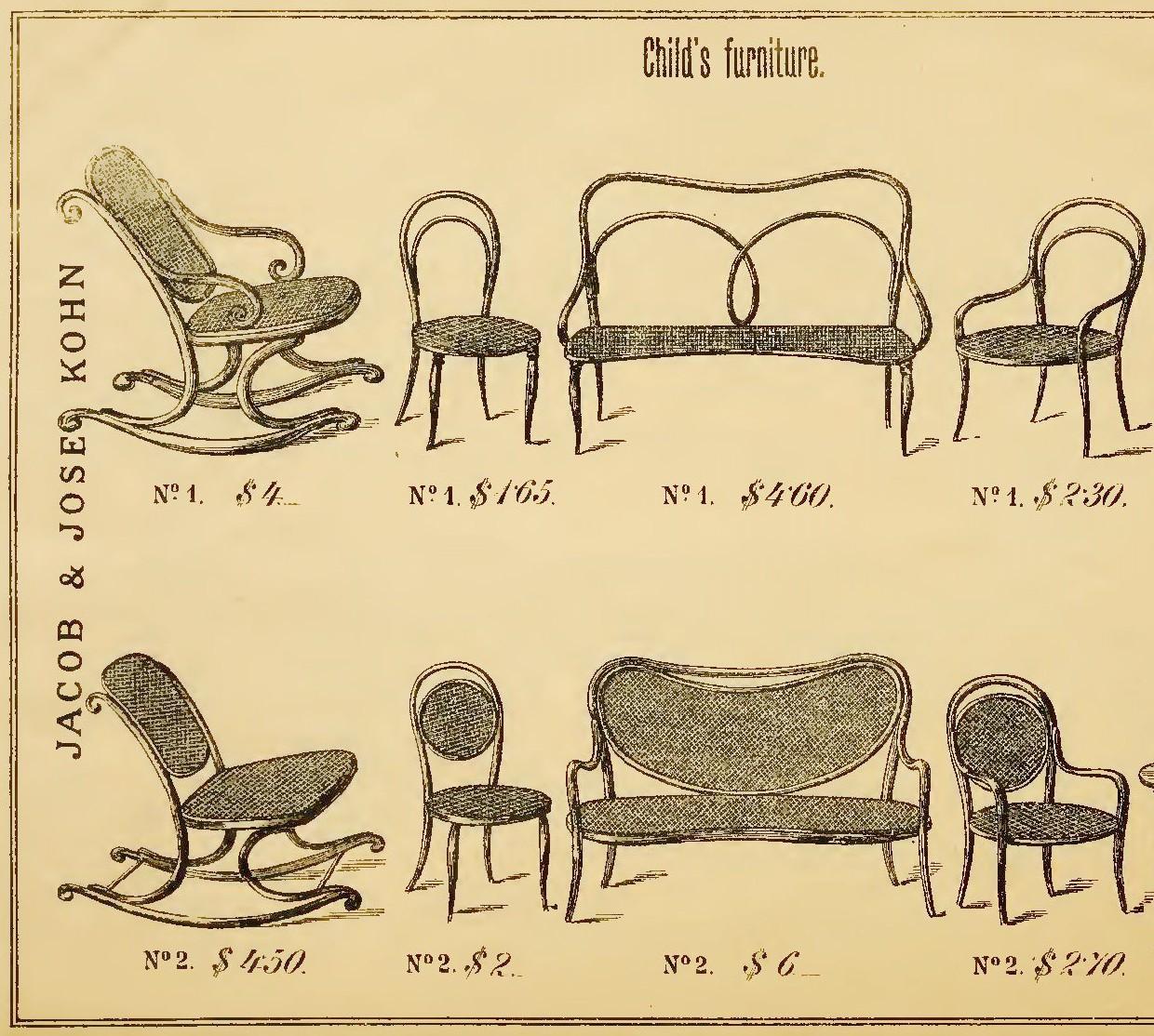 Einzigartiges Kinder-Sofa Jacob & Josef Kohn, um 1875 (Österreichisch) im Angebot